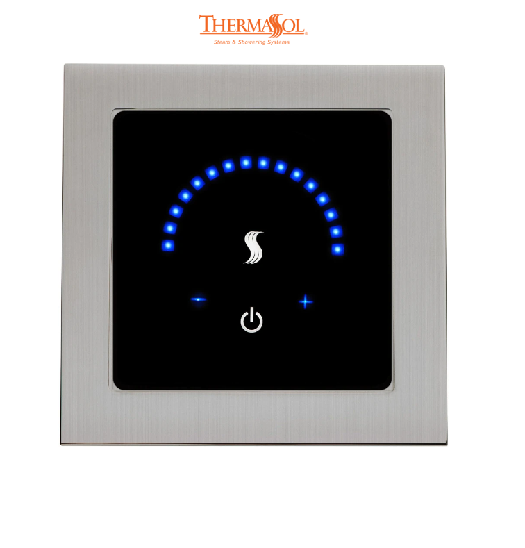 ThermaSol MicroTouch Controller Square-Steam Shower Controls & Accessories-ThermaSol-Satin Chrome-Nordica Sauna