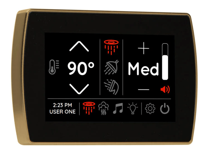 ThermaSol Signatouch Flush mount Controller-Steam Shower Controls & Accessories-ThermaSol-Satin Brass-Nordica Sauna