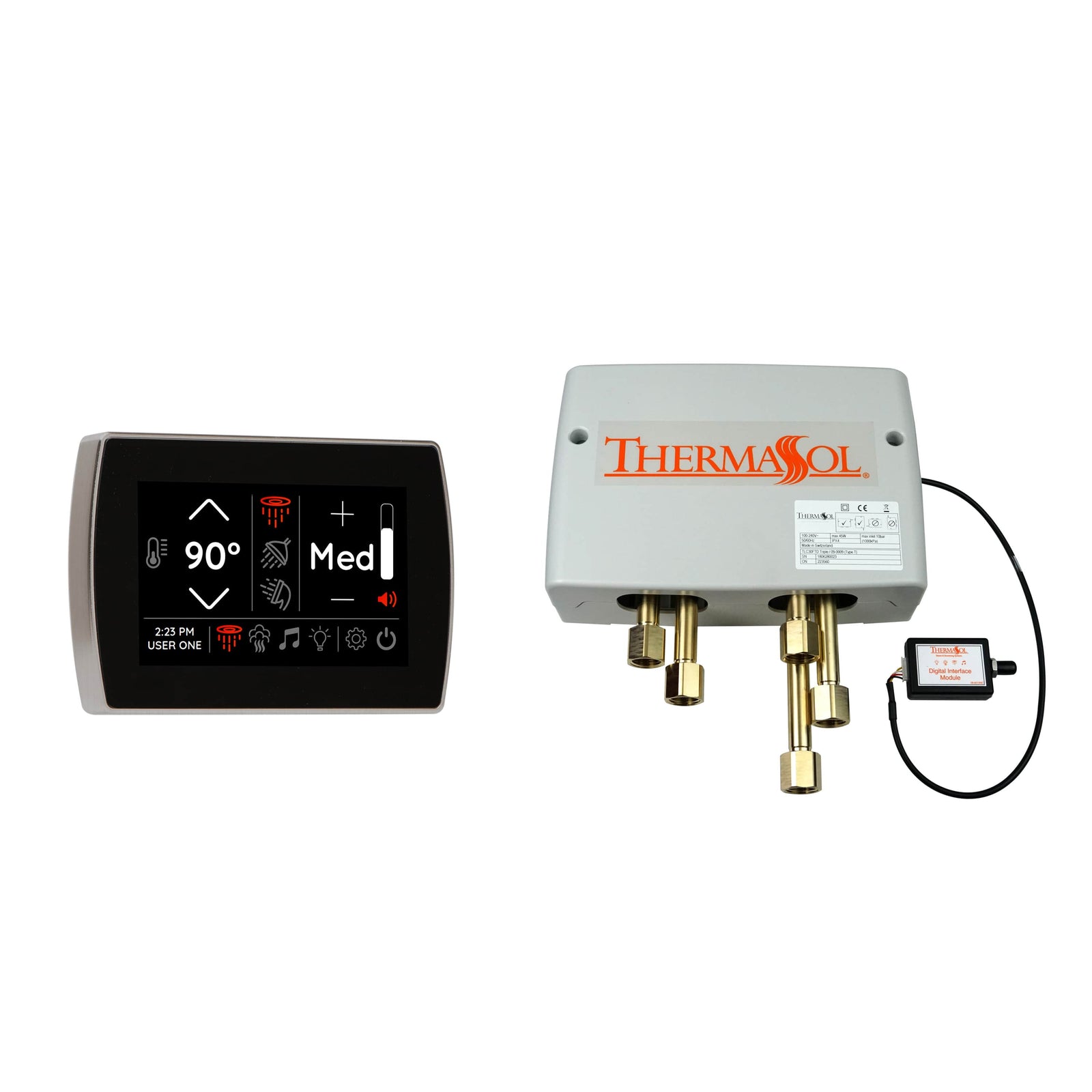 ThermaSol Digital Shower Package with Flushmount SignaTouch-Steam Shower Controls & Accessories-ThermaSol-Satin Chrome-Nordica Sauna