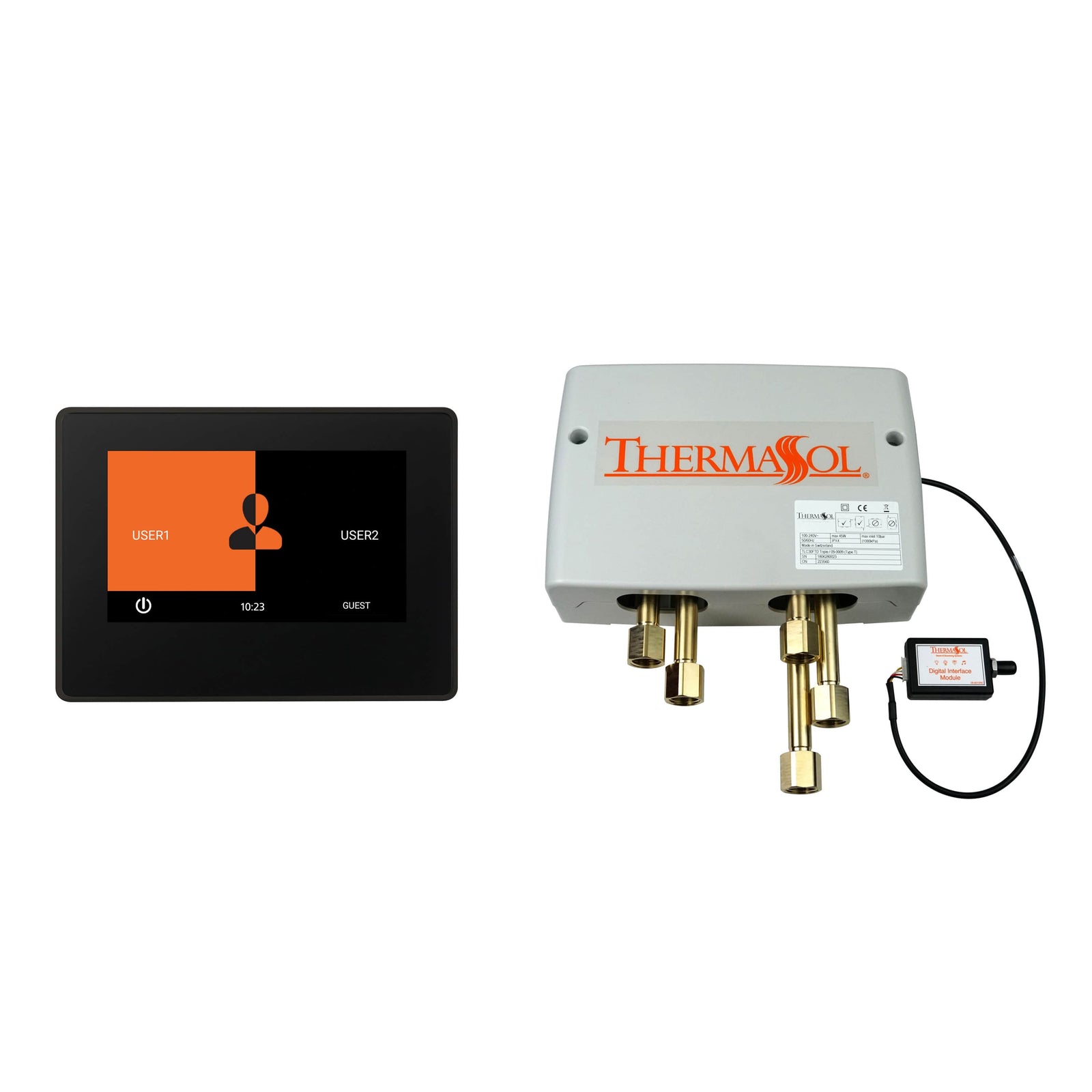 ThermaSol Digital Shower Package with 7" ThermaTouch-Steam Shower Controls & Accessories-ThermaSol-Standard Black-Nordica Sauna