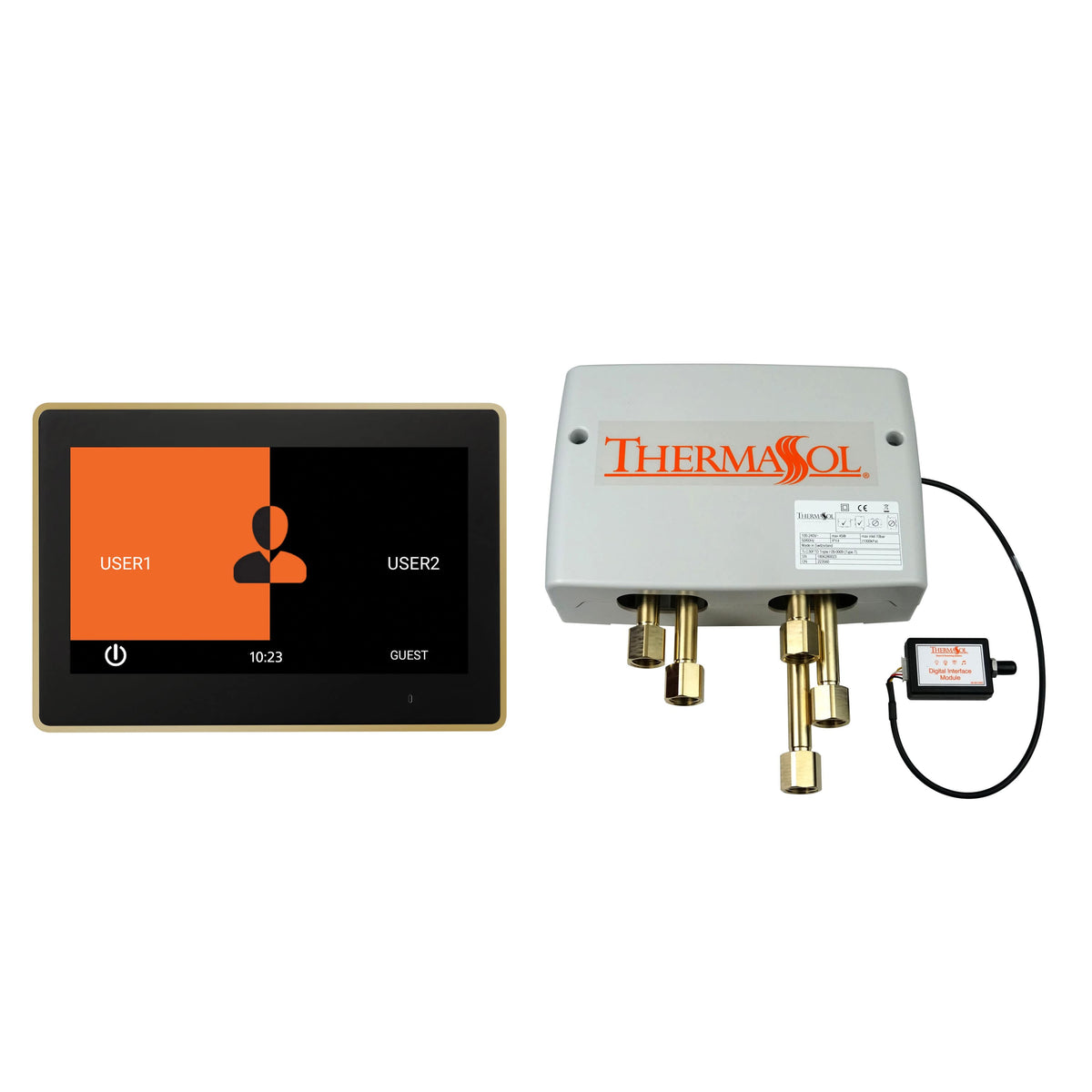 ThermaSol Digital Shower Package with 10" ThermaTouch Trim Upgraded-Steam Shower Controls & Accessories-ThermaSol-Polished Brass-Nordica Sauna