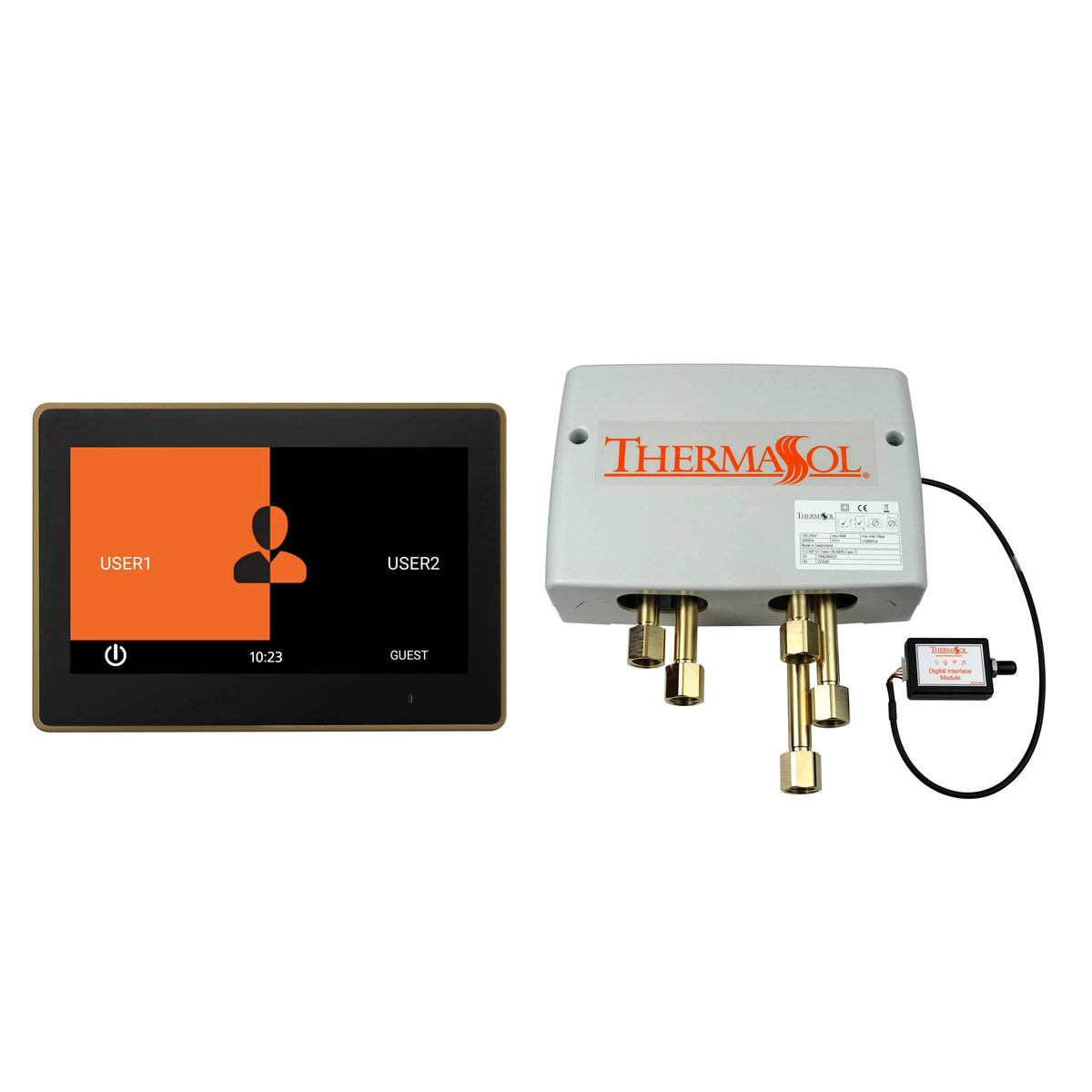 ThermaSol Digital Shower Package with 10" ThermaTouch Trim Upgraded-Steam Shower Controls & Accessories-ThermaSol-Satin Brass-Nordica Sauna