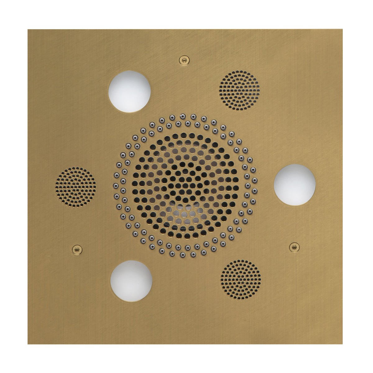 ThermaSol Serenity Light, Sound, Rain System Square-Steam Shower Controls & Accessories-ThermaSol-Satin Brass-Nordica Sauna