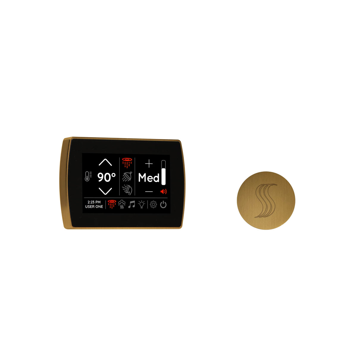 ThermaSol Signatouch Control and Steam Head Kit Round-Steam Shower Controls & Accessories-ThermaSol-Antique Brass-Nordica Sauna
