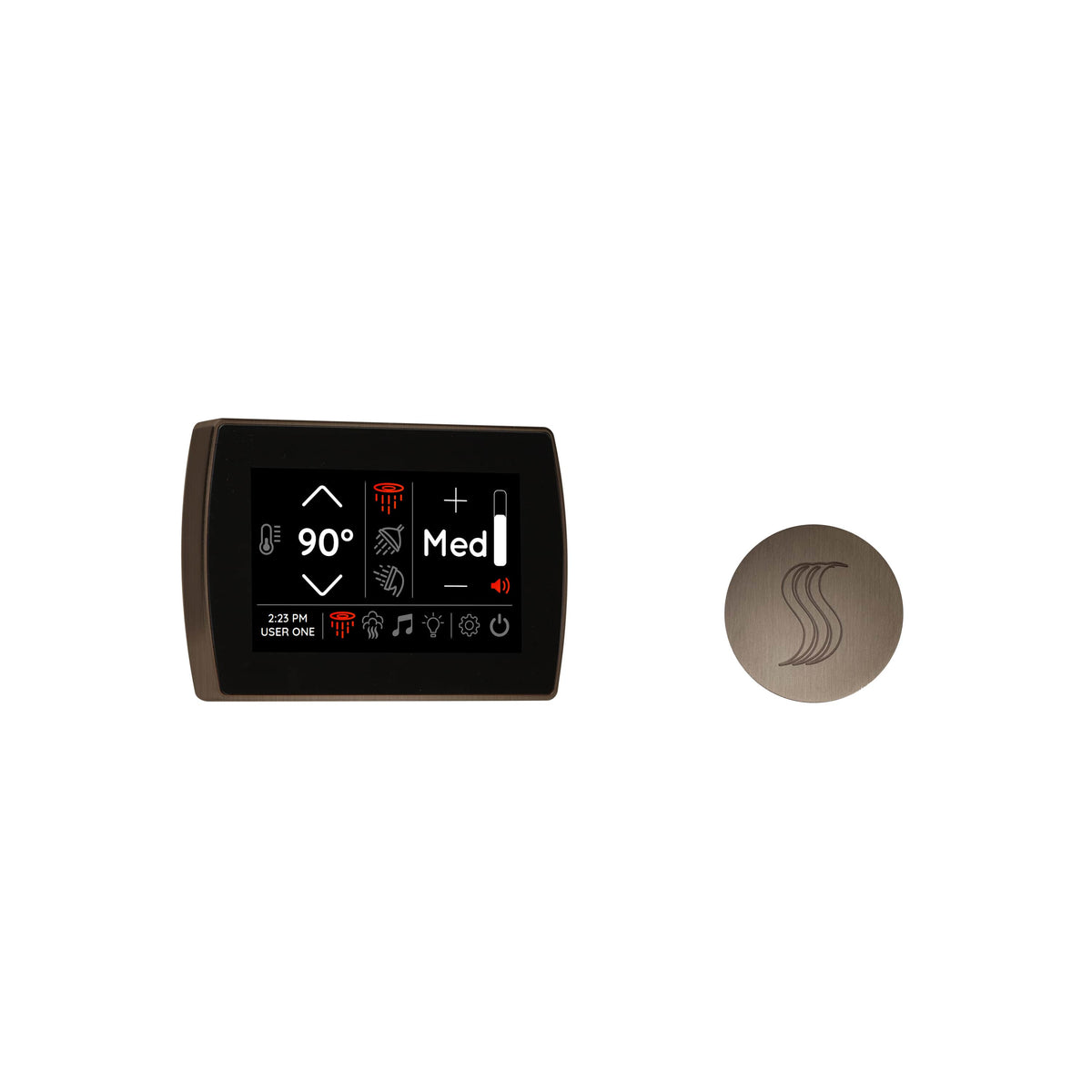 ThermaSol Signatouch Control and Steam Head Kit Round-Steam Shower Controls & Accessories-ThermaSol-Antique Nickel-Nordica Sauna