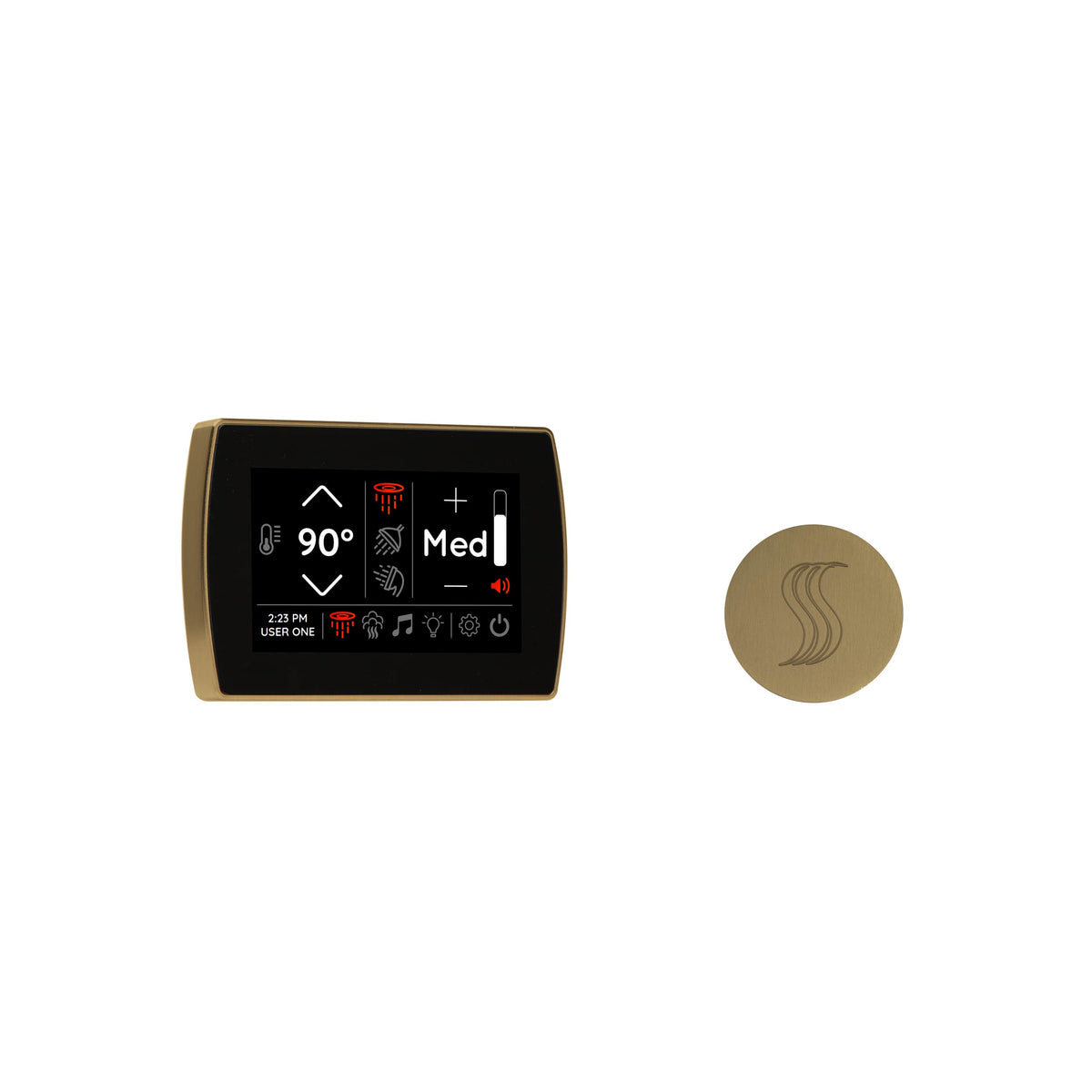 ThermaSol Signatouch Control and Steam Head Kit Round-Steam Shower Controls & Accessories-ThermaSol-Satin Brass-Nordica Sauna