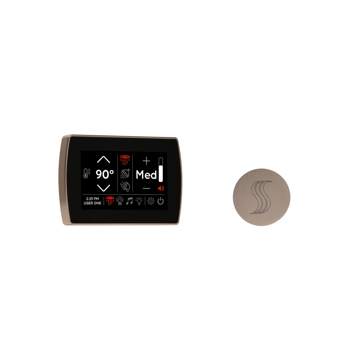 ThermaSol Signatouch Control and Steam Head Kit Round-Steam Shower Controls & Accessories-ThermaSol-Satin Nickel-Nordica Sauna