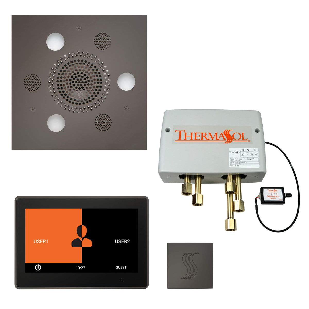 ThermaSol The Total Wellness Package with 10" ThermaTouch Trim Upgraded Square-Steam Shower Controls & Accessories-ThermaSol-Black Nickel-Nordica Sauna