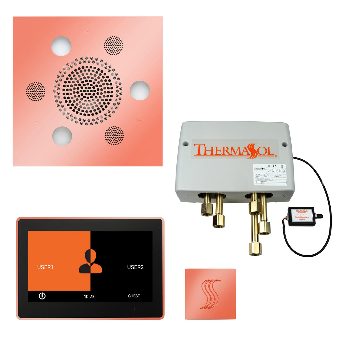 ThermaSol The Total Wellness Package with 10" ThermaTouch Trim Upgraded Square-Steam Shower Controls & Accessories-ThermaSol-Copper-Nordica Sauna