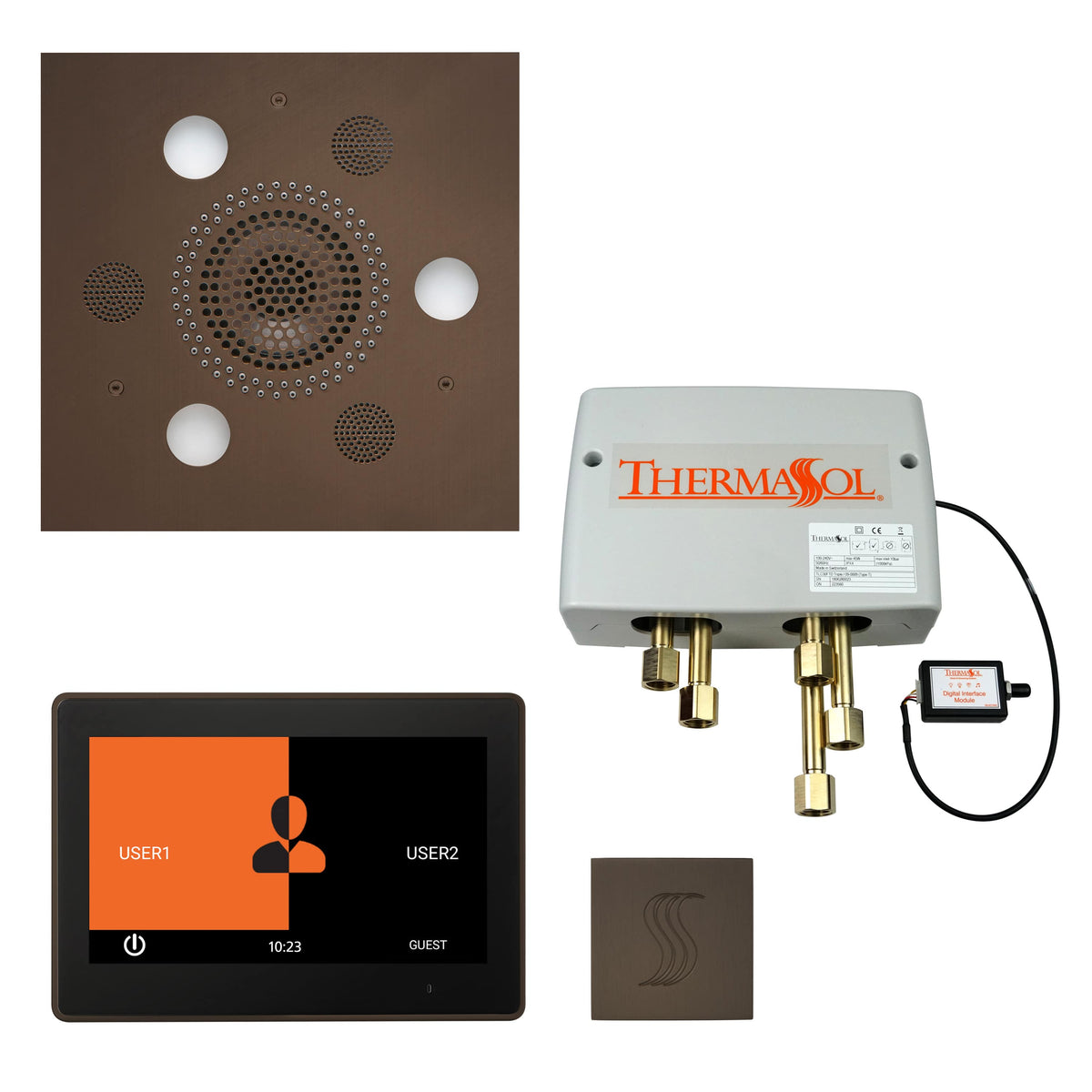ThermaSol The Total Wellness Package with 10" ThermaTouch Trim Upgraded Square-Steam Shower Controls & Accessories-ThermaSol-Oil Rubbed Bronze-Nordica Sauna
