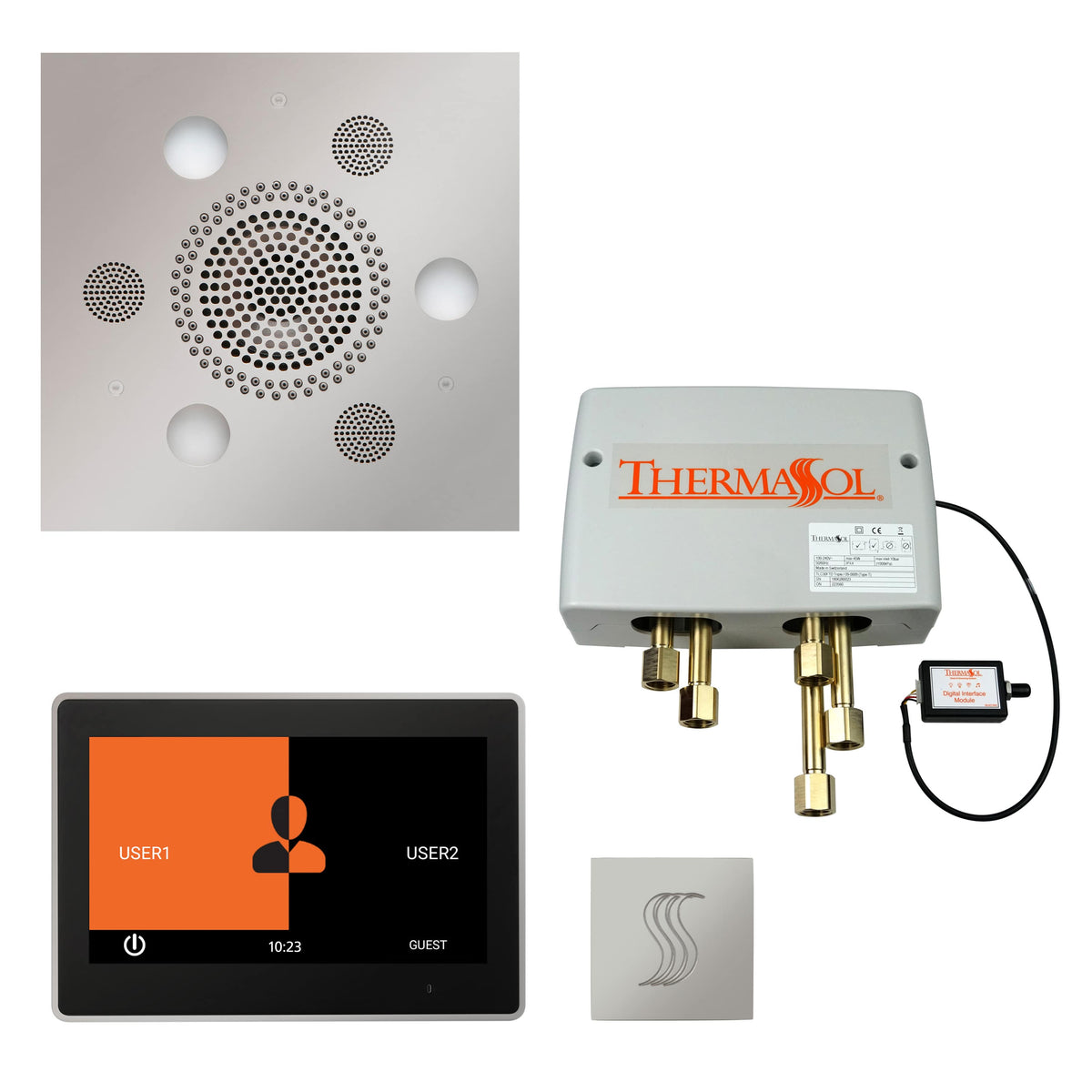 ThermaSol The Total Wellness Package with 10" ThermaTouch Trim Upgraded Square-Steam Shower Controls & Accessories-ThermaSol-Polished Chrome-Nordica Sauna