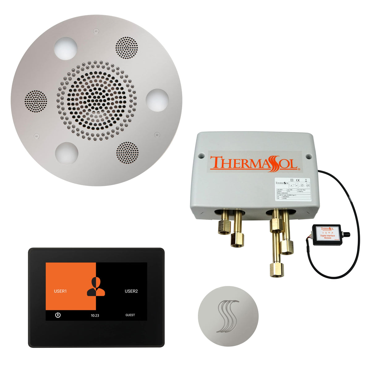 ThermaSol The Total Wellness Package with 7" ThermaTouch Round-Steam Shower Controls & Accessories-ThermaSol-Polished Chrome-Nordica Sauna