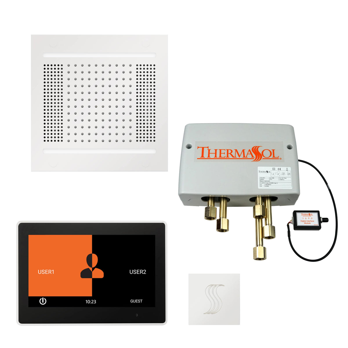 ThermaSol The Total Wellness Hydrovive14 Package with 10" ThermaTouch Square-Steam Shower Controls & Accessories-ThermaSol-White-Nordica Sauna