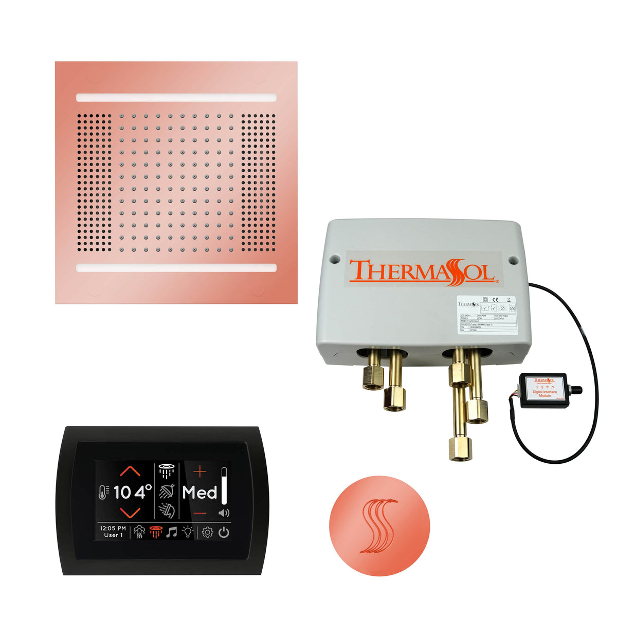 ThermaSol The Total Wellness Package Hydrovive14 with SignaTouch Round-Steam Shower Controls & Accessories-ThermaSol-Copper-Nordica Sauna