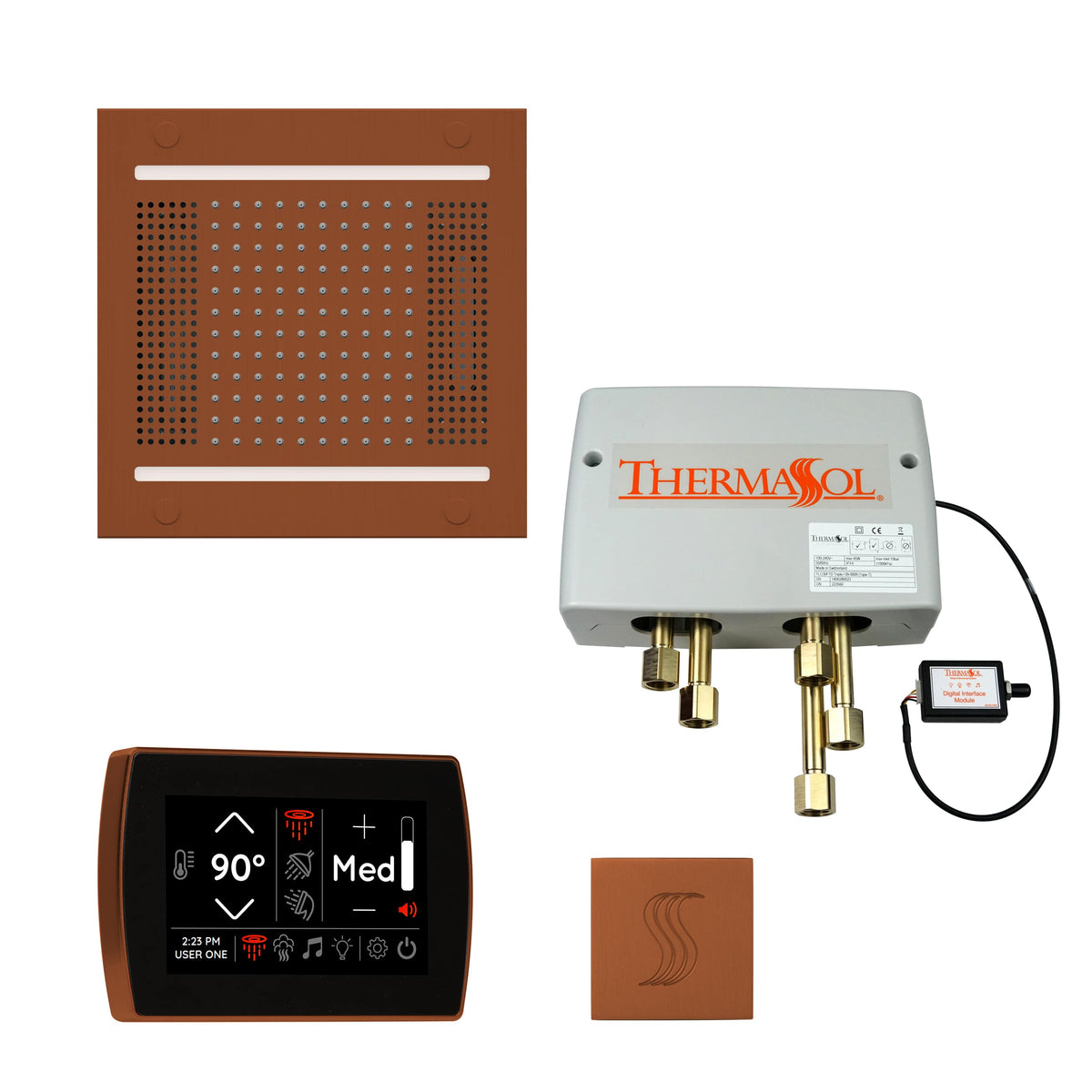 ThermaSol The Total Wellness Package Hydrovive14 with SignaTouch Square-Steam Shower Controls & Accessories-ThermaSol-Antique Copper-Nordica Sauna