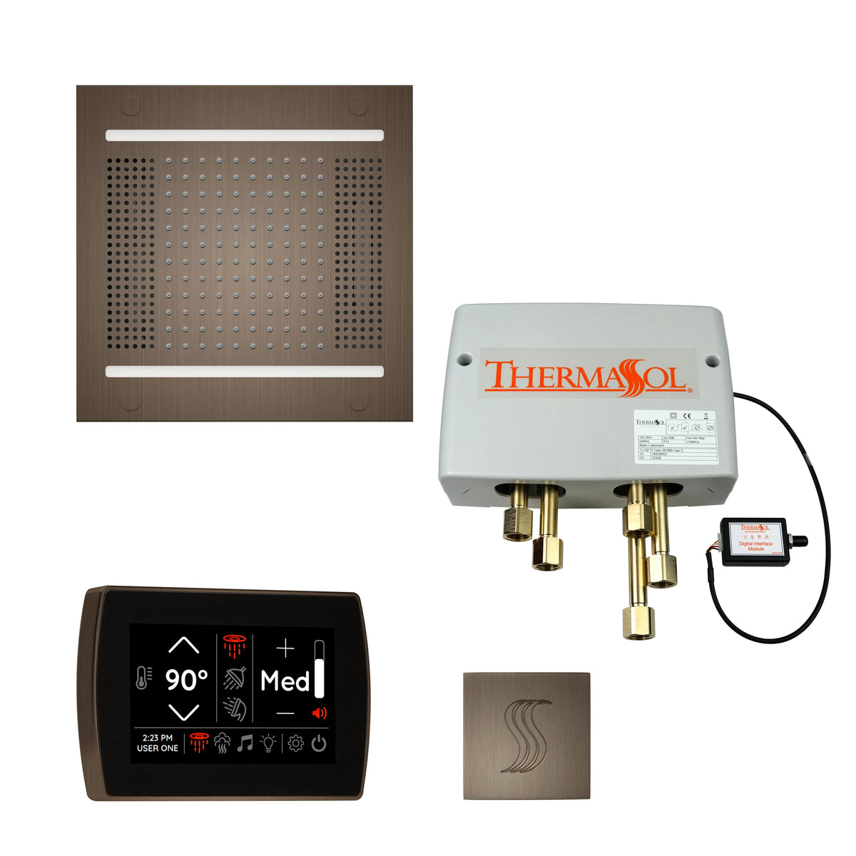ThermaSol The Total Wellness Package Hydrovive14 with SignaTouch Square-Steam Shower Controls & Accessories-ThermaSol-Antique Nickel-Nordica Sauna