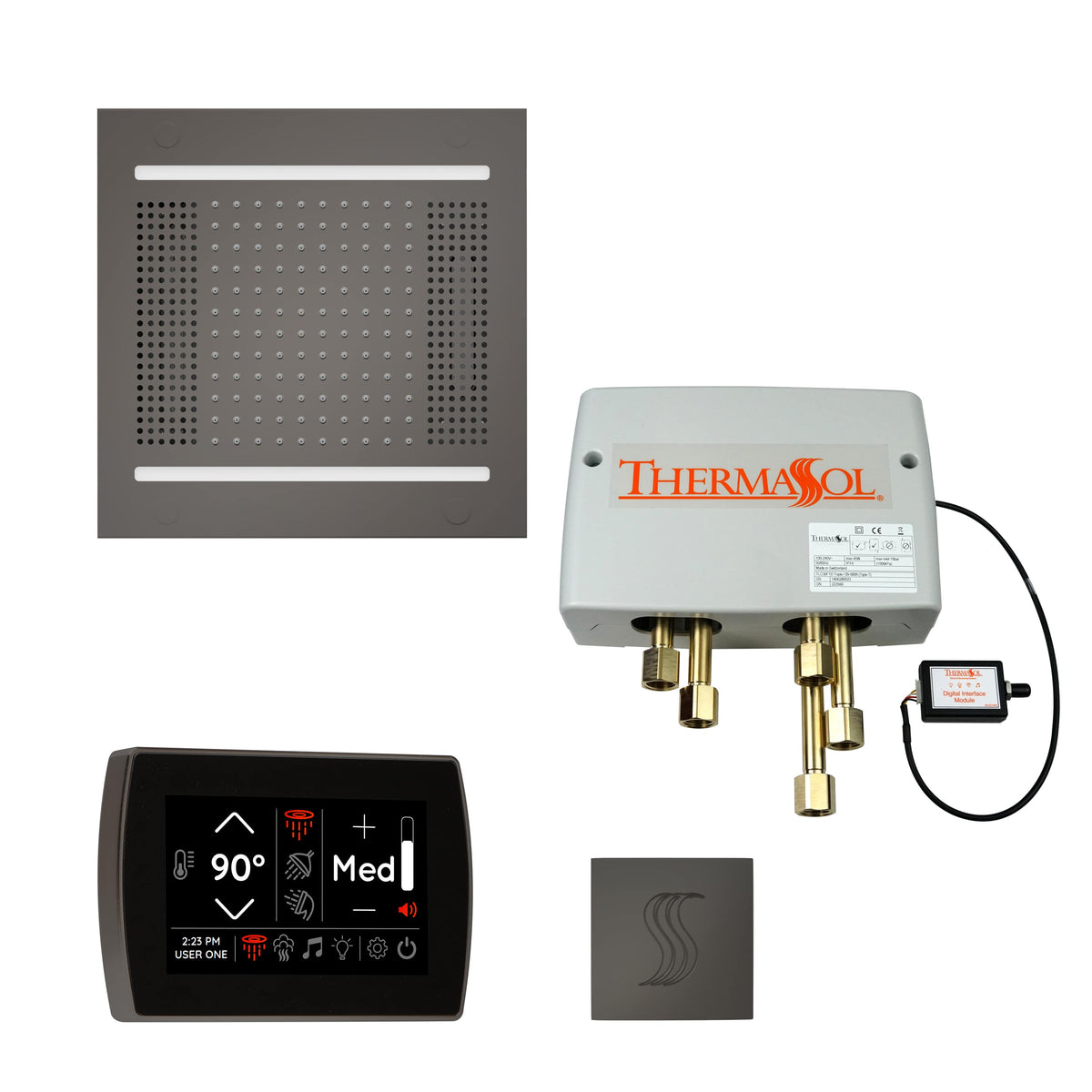 ThermaSol The Total Wellness Package Hydrovive14 with SignaTouch Square-Steam Shower Controls & Accessories-ThermaSol-Black Nickel-Nordica Sauna