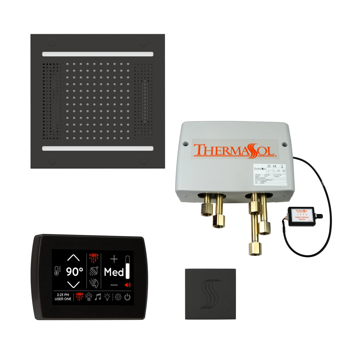 ThermaSol The Total Wellness Package Hydrovive14 with SignaTouch Square-Steam Shower Controls & Accessories-ThermaSol-Matte Black-Nordica Sauna