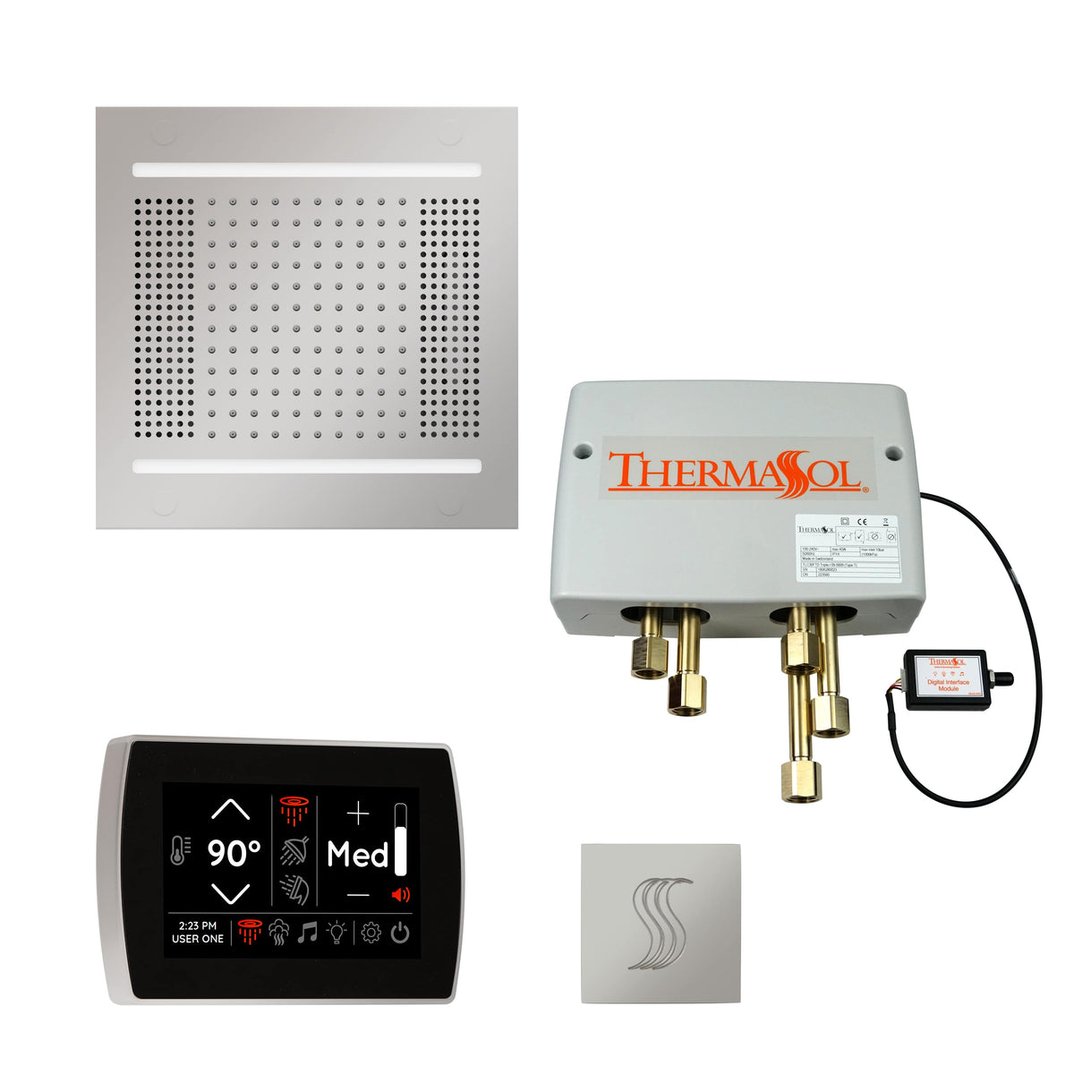 ThermaSol The Total Wellness Package Hydrovive14 with SignaTouch Square-Steam Shower Controls & Accessories-ThermaSol-Polished Chrome-Nordica Sauna
