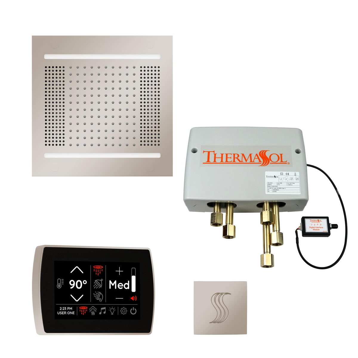 ThermaSol The Total Wellness Package Hydrovive14 with SignaTouch Square-Steam Shower Controls & Accessories-ThermaSol-Polished Nickel-Nordica Sauna