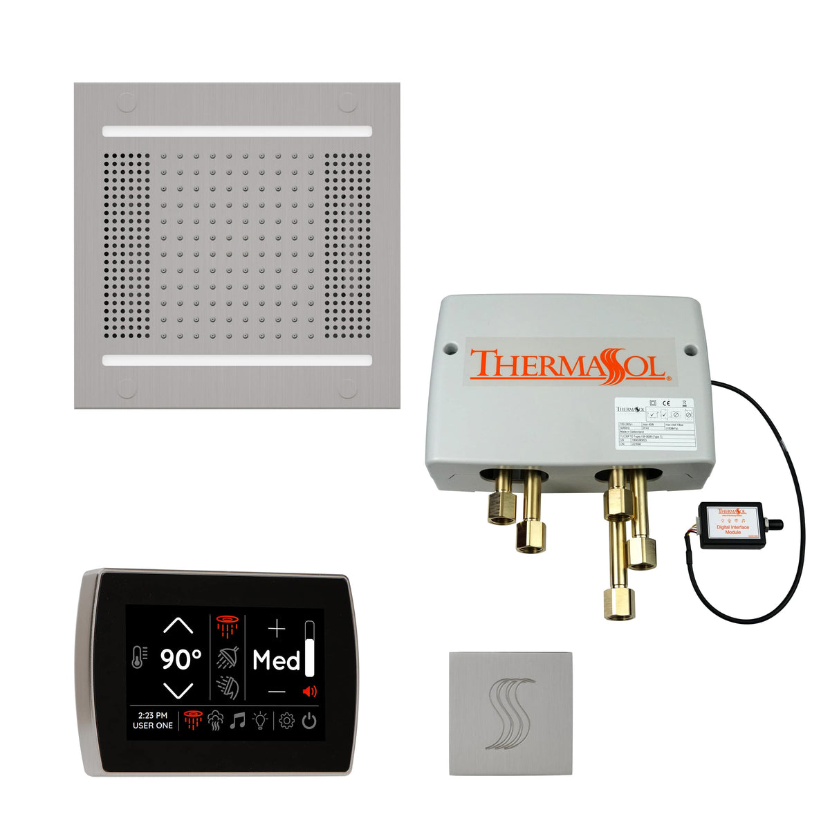 ThermaSol The Total Wellness Package Hydrovive14 with SignaTouch Square-Steam Shower Controls & Accessories-ThermaSol-Satin Chrome-Nordica Sauna
