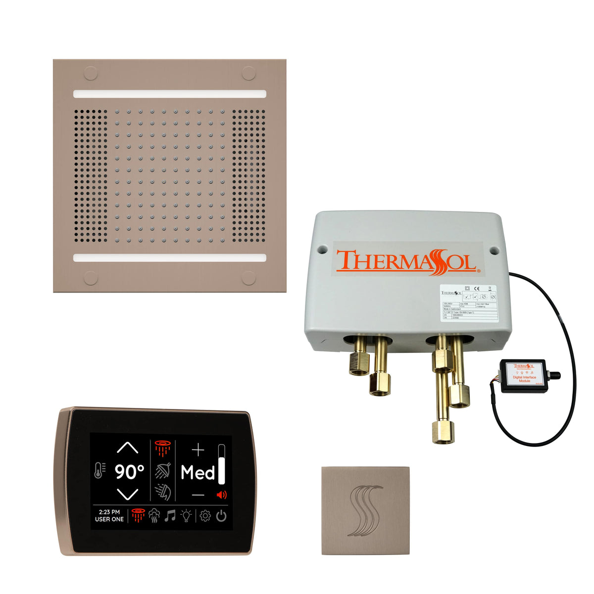 ThermaSol The Total Wellness Package Hydrovive14 with SignaTouch Square-Steam Shower Controls & Accessories-ThermaSol-Satin Nickel-Nordica Sauna