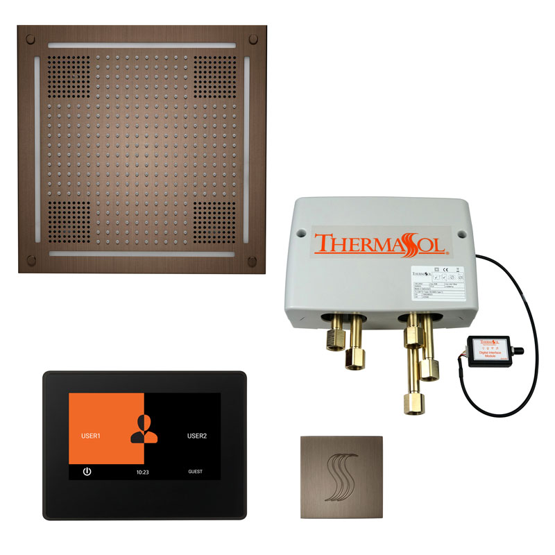 ThermaSol The Total Wellness Hydrovive Package with 7" ThermaTouch and Square-Steam Shower Controls & Accessories-ThermaSol-Antique Nickel-Nordica Sauna