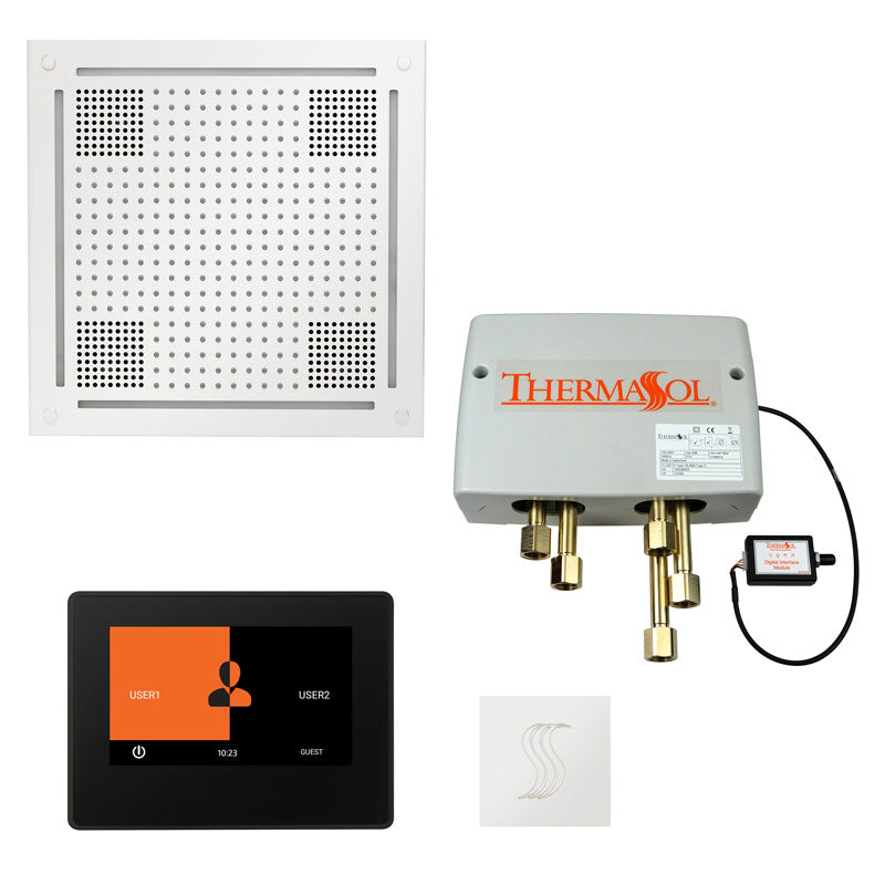 ThermaSol The Total Wellness Hydrovive Package with 7" ThermaTouch and Square-Steam Shower Controls & Accessories-ThermaSol-White-Nordica Sauna