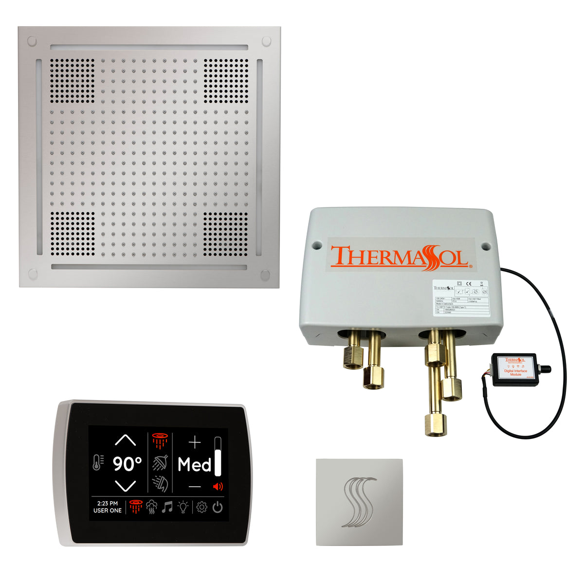 ThermaSol The Total Wellness Package Hydrovive with SignaTouch Square-Steam Shower Controls & Accessories-ThermaSol-Polished Chrome-Nordica Sauna
