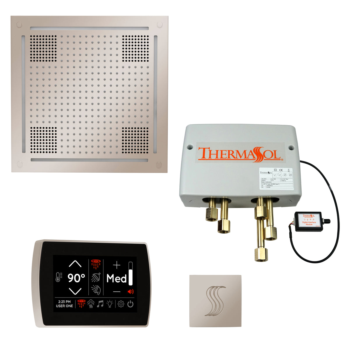 ThermaSol The Total Wellness Package Hydrovive with SignaTouch Square-Steam Shower Controls & Accessories-ThermaSol-Polished Nickel-Nordica Sauna