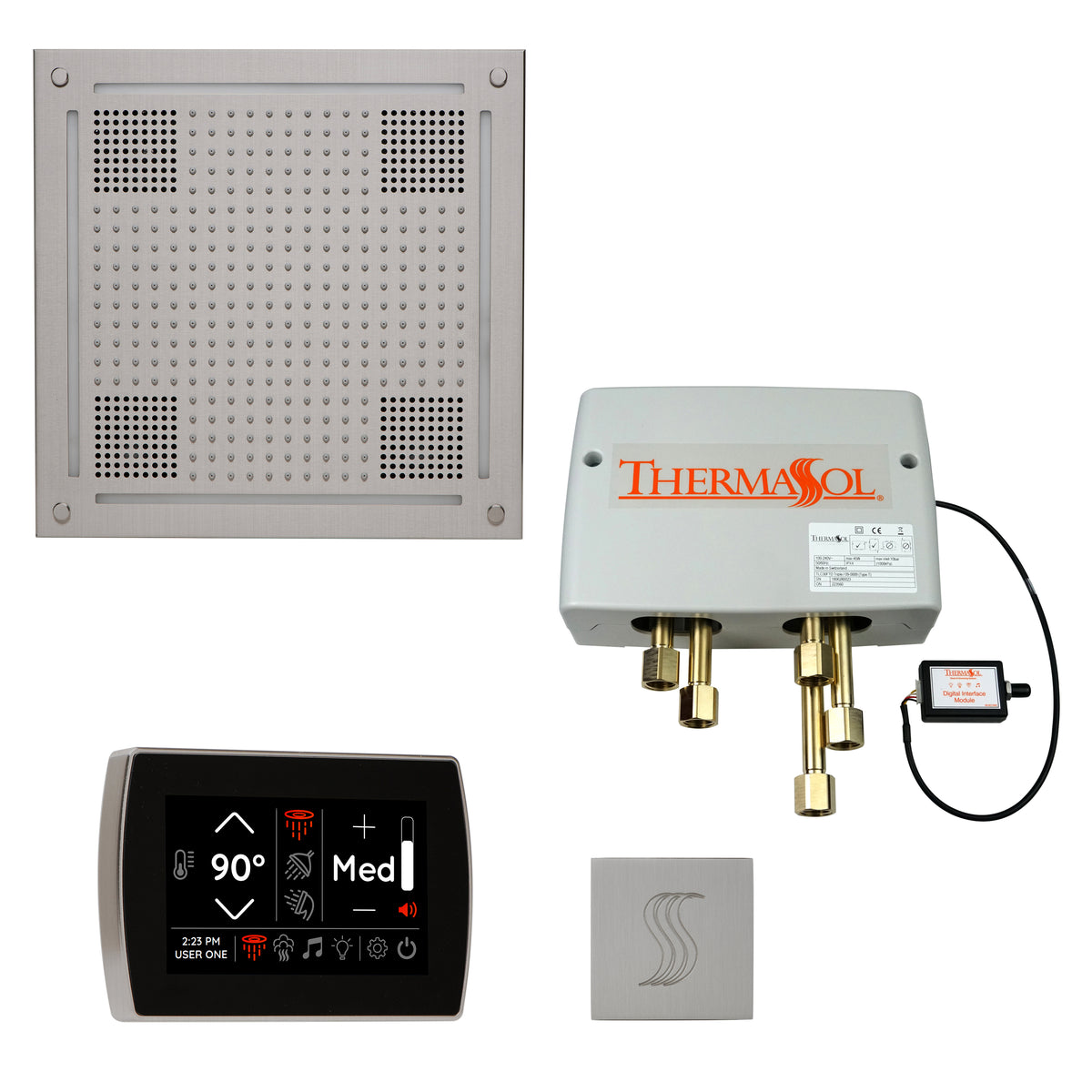 ThermaSol The Total Wellness Package Hydrovive with SignaTouch Square-Steam Shower Controls & Accessories-ThermaSol-Satin Chrome-Nordica Sauna