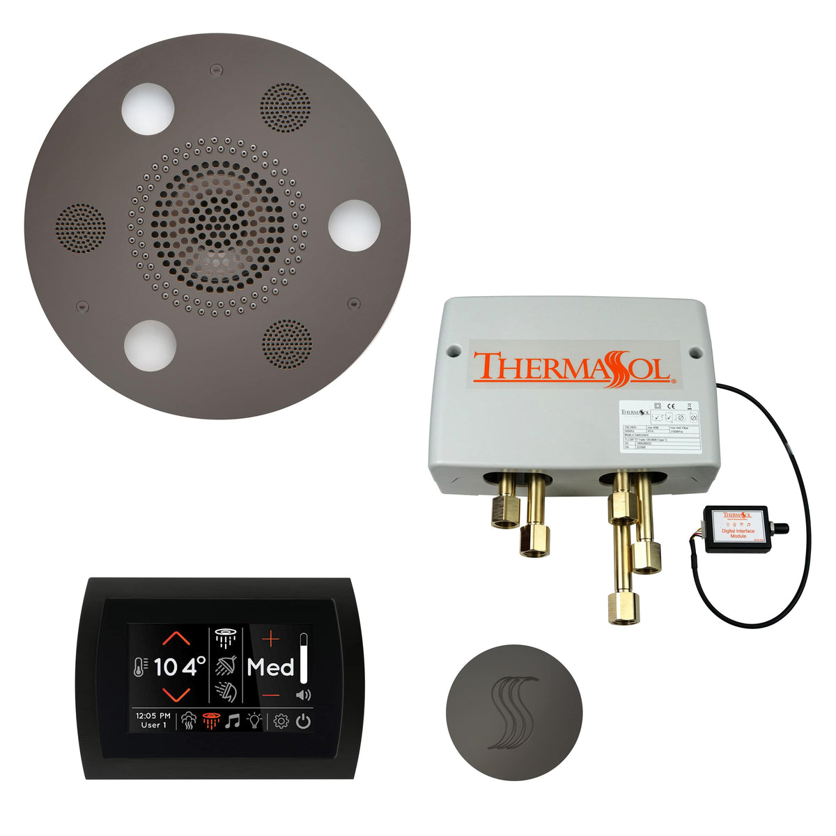 ThermaSol The Total Wellness Package with SignaTouch Round-Steam Shower Controls & Accessories-ThermaSol-Black Nickel-Nordica Sauna