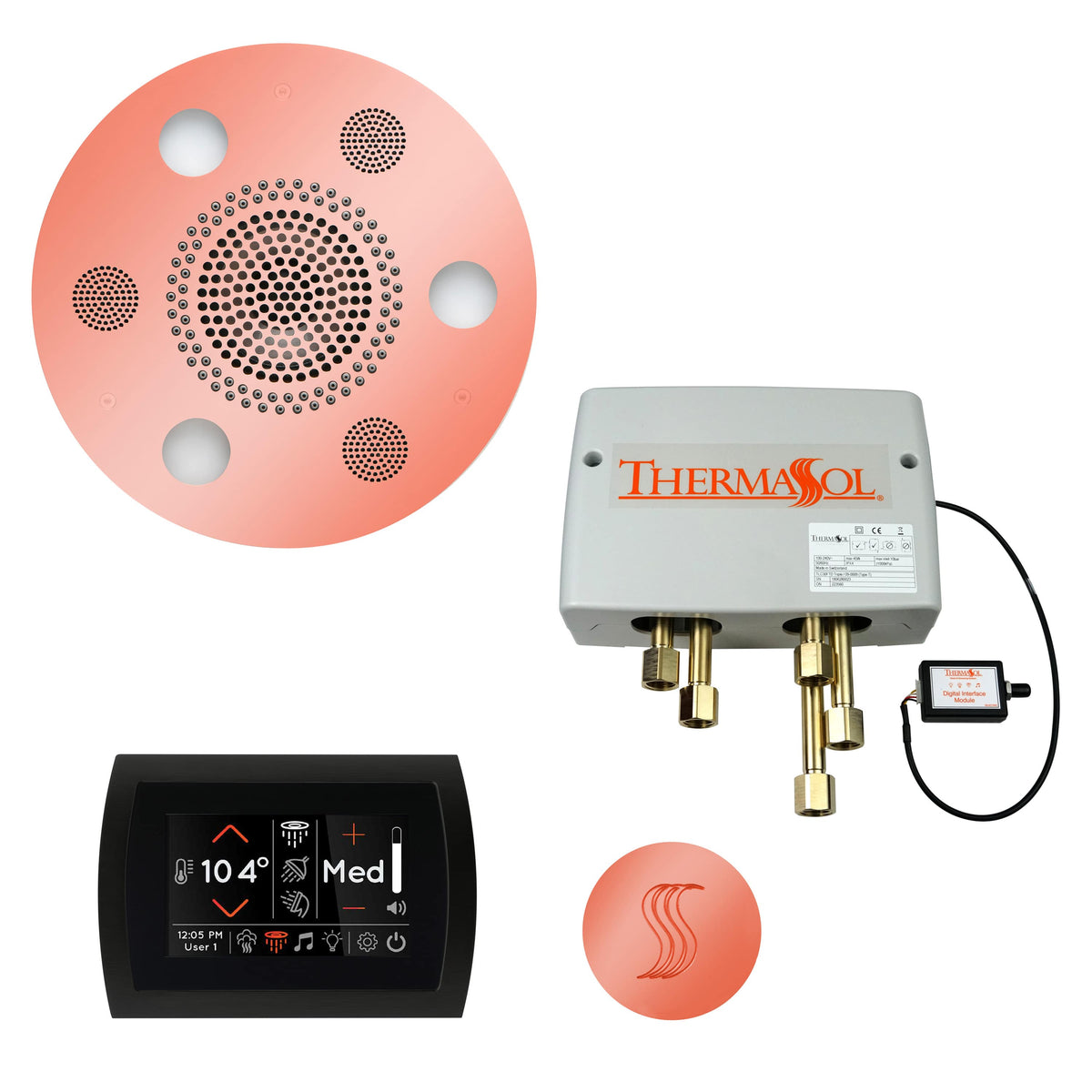 ThermaSol The Total Wellness Package with SignaTouch Round-Steam Shower Controls & Accessories-ThermaSol-Copper-Nordica Sauna