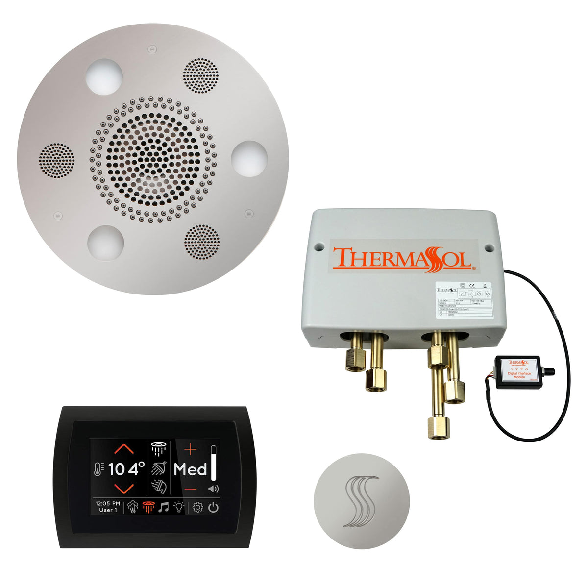 ThermaSol The Total Wellness Package with SignaTouch Round-Steam Shower Controls & Accessories-ThermaSol-Polished Chrome-Nordica Sauna