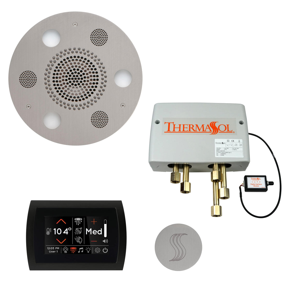 ThermaSol The Total Wellness Package with SignaTouch Round-Steam Shower Controls & Accessories-ThermaSol-Satin Chrome-Nordica Sauna