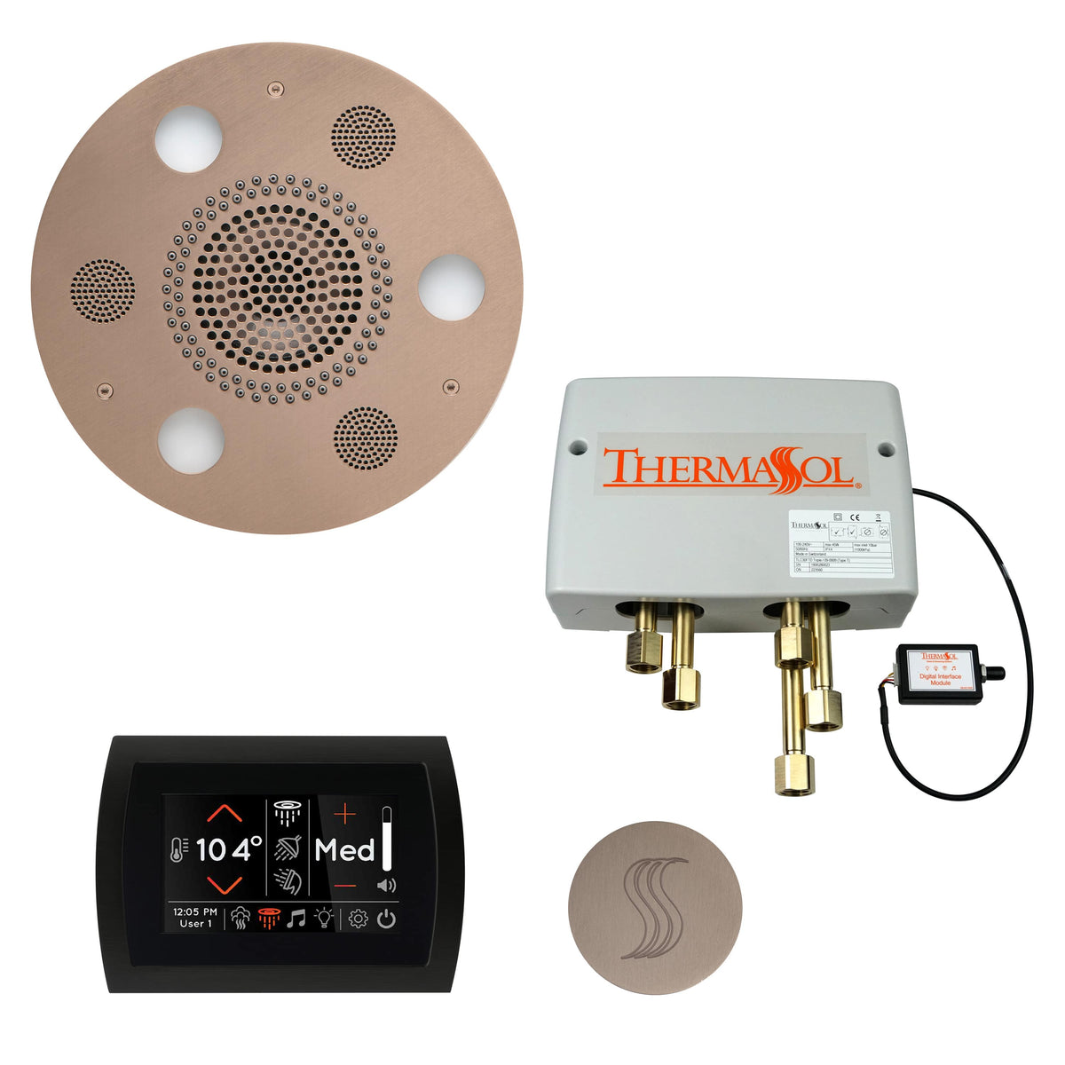 ThermaSol The Total Wellness Package with SignaTouch Round-Steam Shower Controls & Accessories-ThermaSol-Satin Nickel-Nordica Sauna