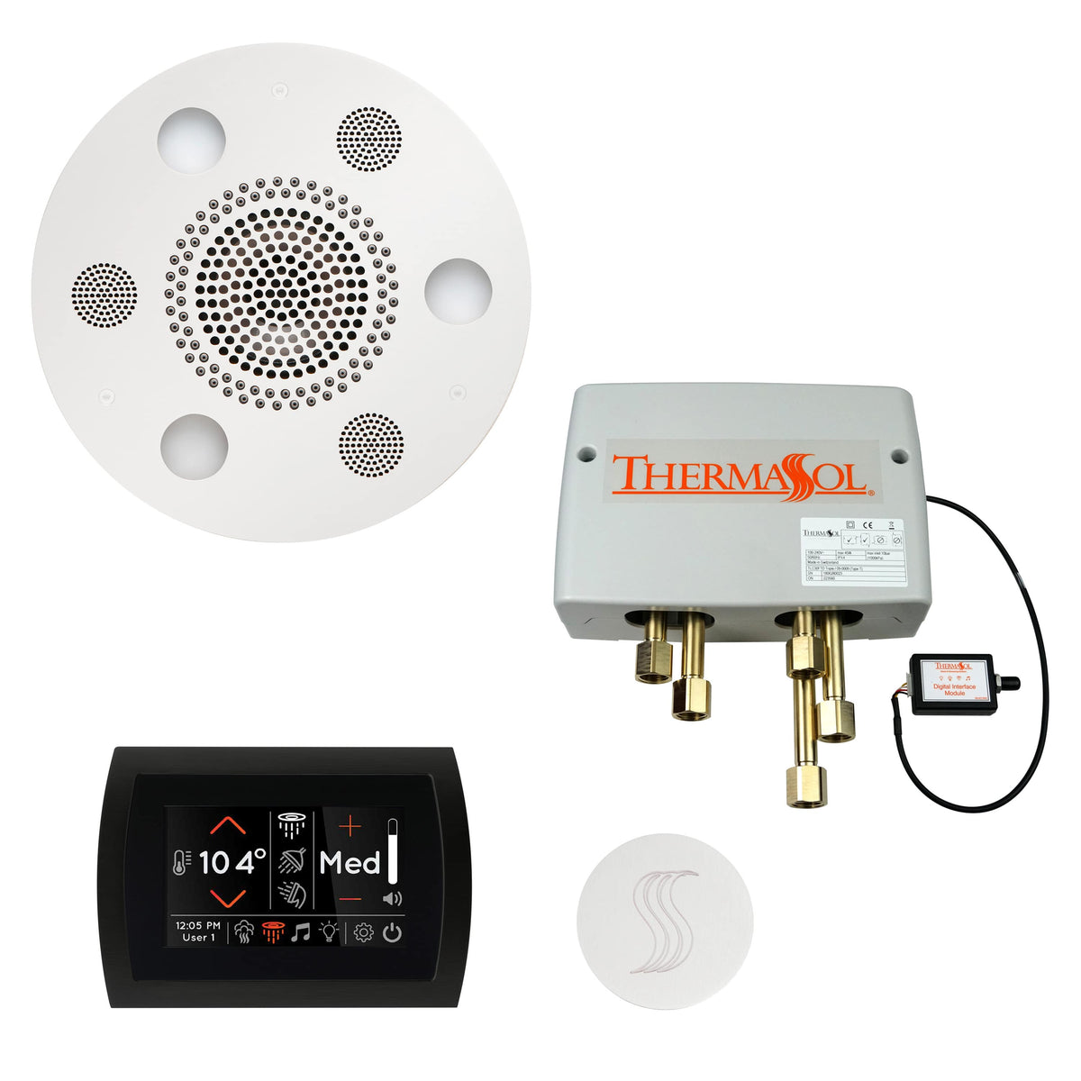ThermaSol The Total Wellness Package with SignaTouch Round-Steam Shower Controls & Accessories-ThermaSol-White-Nordica Sauna