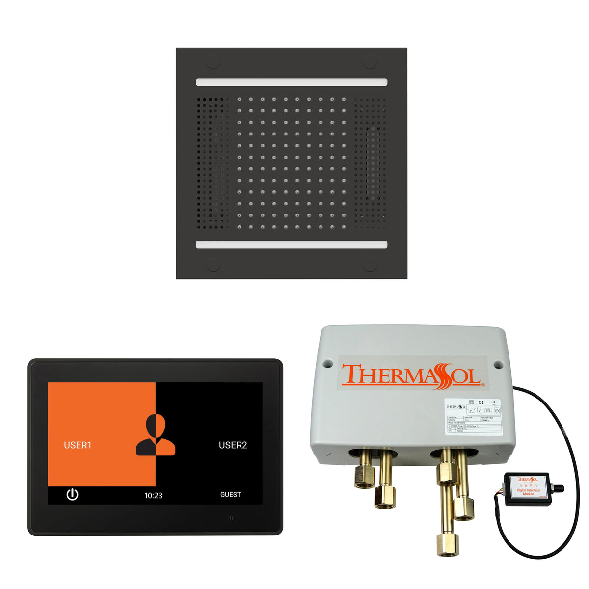 ThermaSol The Wellness Hydrovive14 Shower Package with 10" ThermaTouch Square-Steam Shower Controls & Accessories-ThermaSol-Matte Black-Nordica Sauna