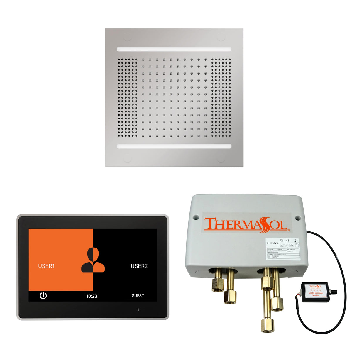 ThermaSol The Wellness Hydrovive14 Shower Package with 10" ThermaTouch Square-Steam Shower Controls & Accessories-ThermaSol-Antique Brass-Nordica Sauna