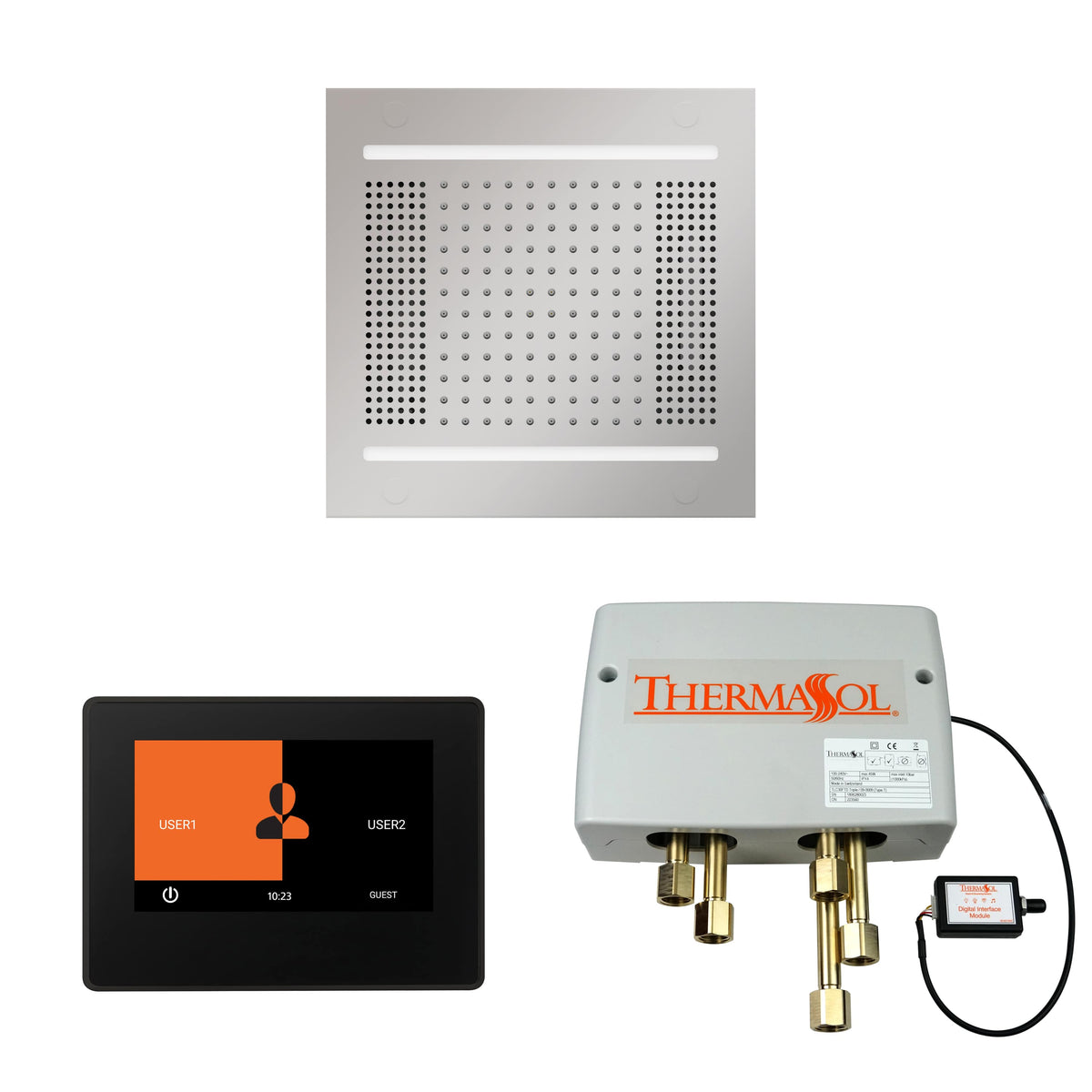 ThermaSol The Wellness Hydrovive14 Shower Package with 7" ThermaTouch Square-Steam Shower Controls & Accessories-ThermaSol-Polished Chrome-Nordica Sauna