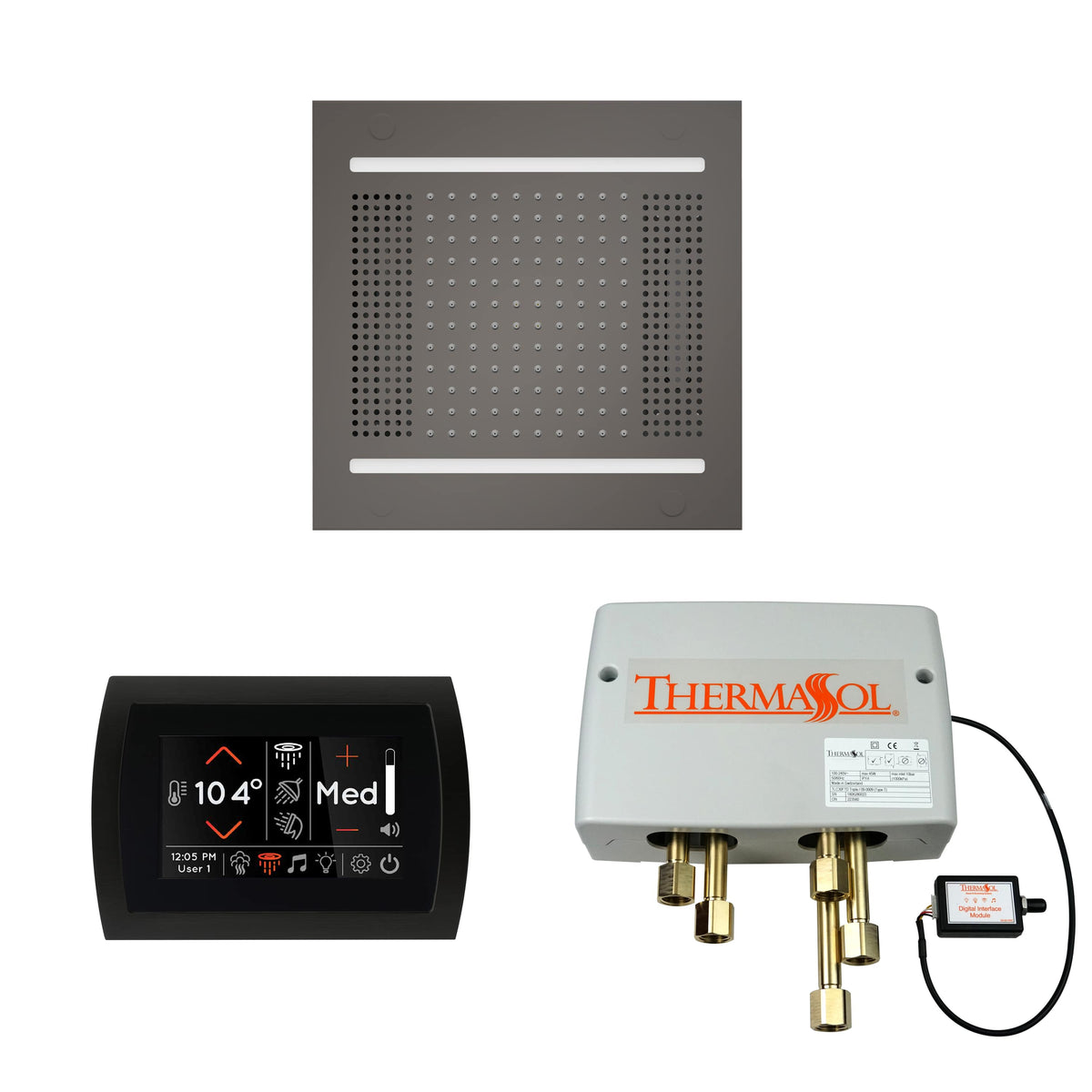 ThermaSol The Wellness Hydrovive14 Shower Package with SignaTouch Round-Steam Shower Controls & Accessories-ThermaSol-Black Nickel-Nordica Sauna