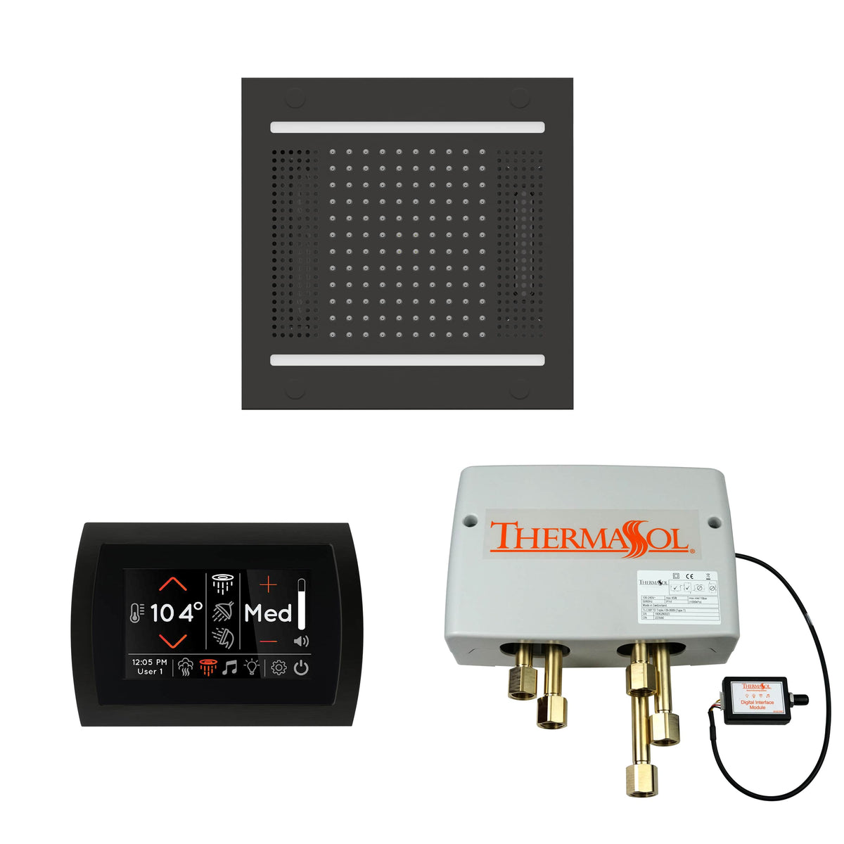 ThermaSol The Wellness Hydrovive14 Shower Package with SignaTouch Round-Steam Shower Controls & Accessories-ThermaSol-Matte Black-Nordica Sauna