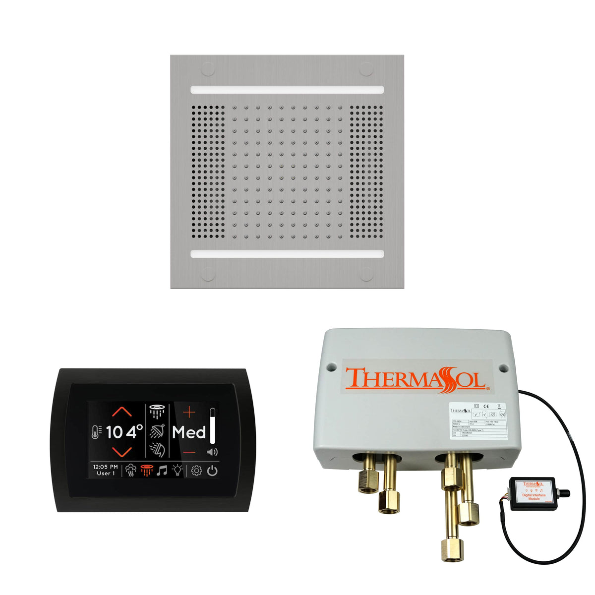 ThermaSol The Wellness Hydrovive14 Shower Package with SignaTouch Round-Steam Shower Controls & Accessories-ThermaSol-Satin Chrome-Nordica Sauna