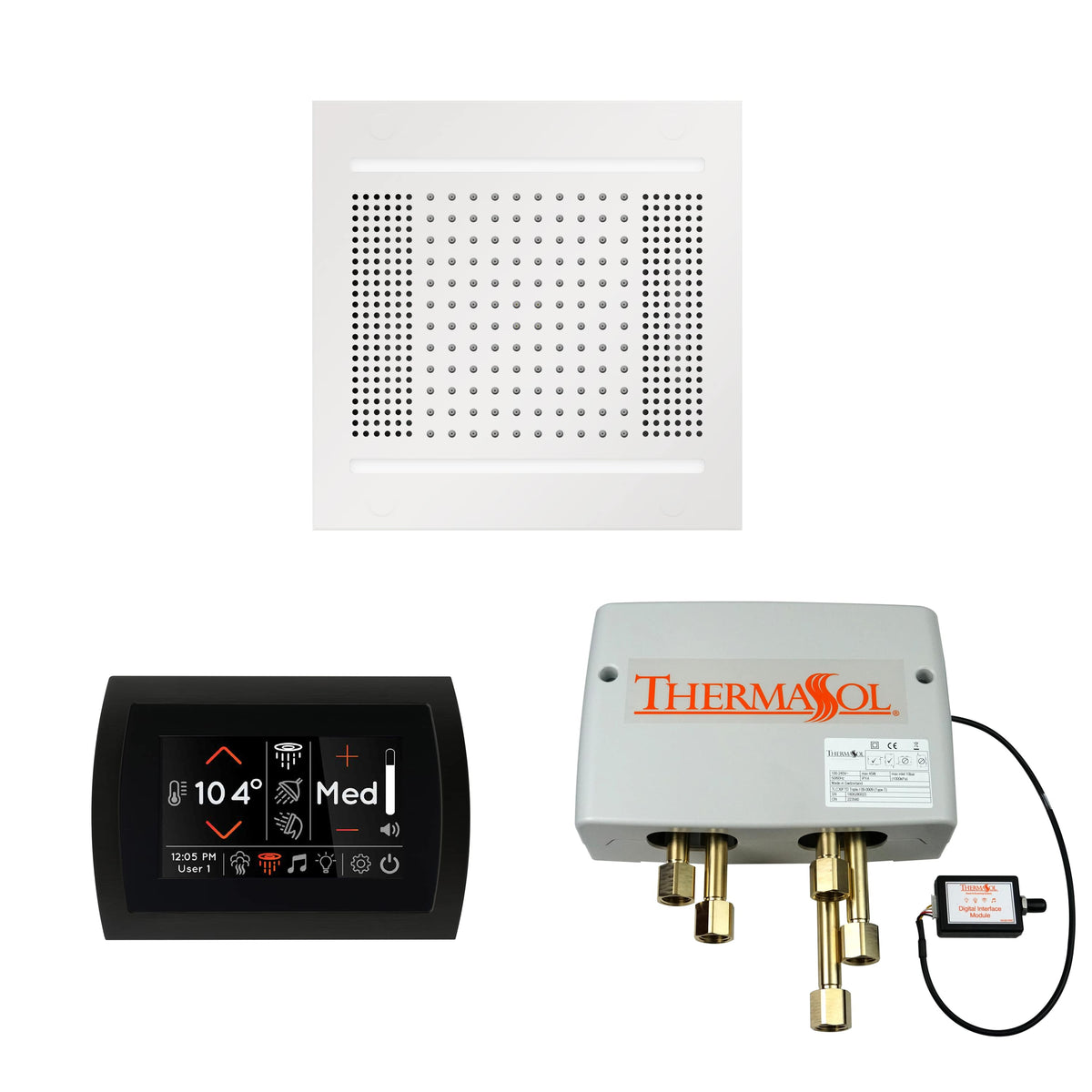 ThermaSol The Wellness Hydrovive14 Shower Package with SignaTouch Round-Steam Shower Controls & Accessories-ThermaSol-White-Nordica Sauna