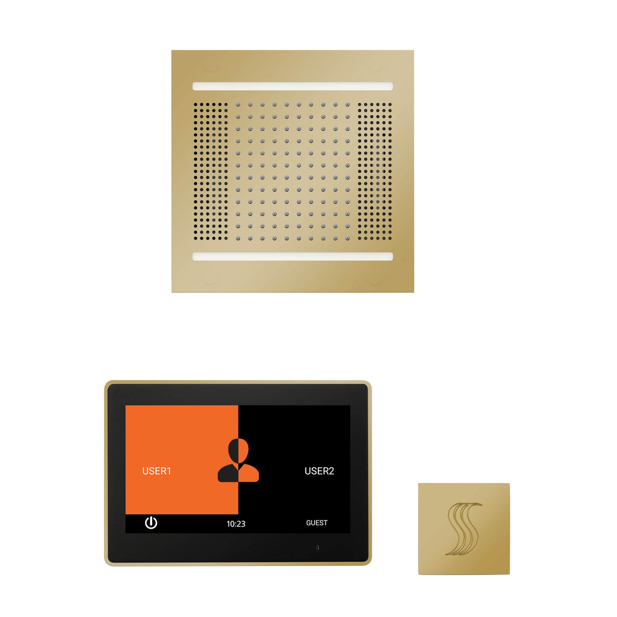 ThermaSol The wellness Hydrovive14 Steam Package with 10" ThermaTouch Square-Steam Shower Controls & Accessories-ThermaSol-Polished Brass-Nordica Sauna