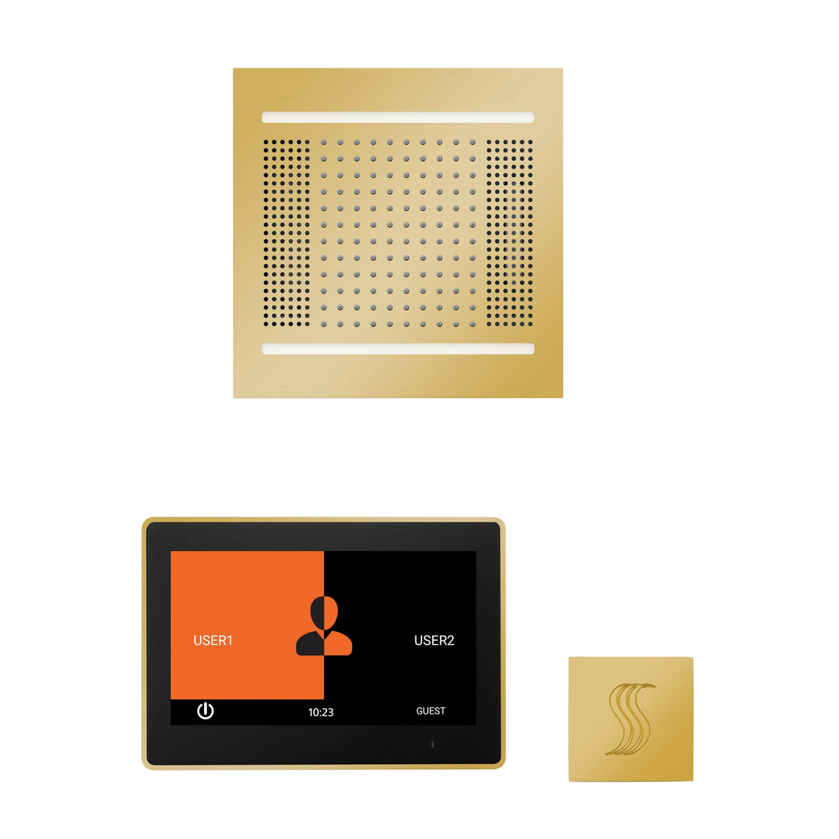 ThermaSol The wellness Hydrovive14 Steam Package with 10" ThermaTouch Square-Steam Shower Controls & Accessories-ThermaSol-Polished Gold-Nordica Sauna