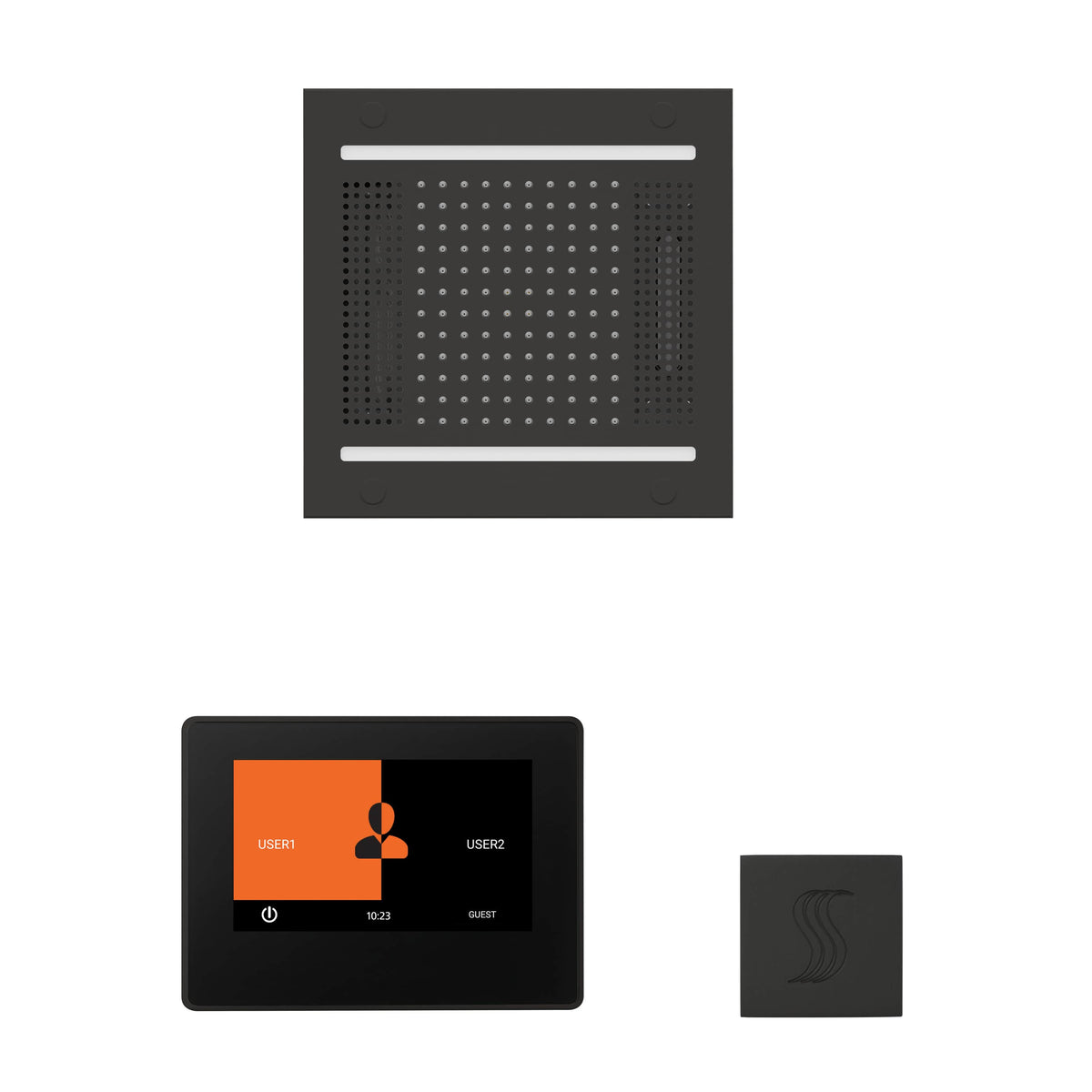 ThermaSol The wellness Hydrovive14 Steam Package with 7" ThermaTouch Square-Steam Shower Controls & Accessories-ThermaSol-Matte Black-Nordica Sauna