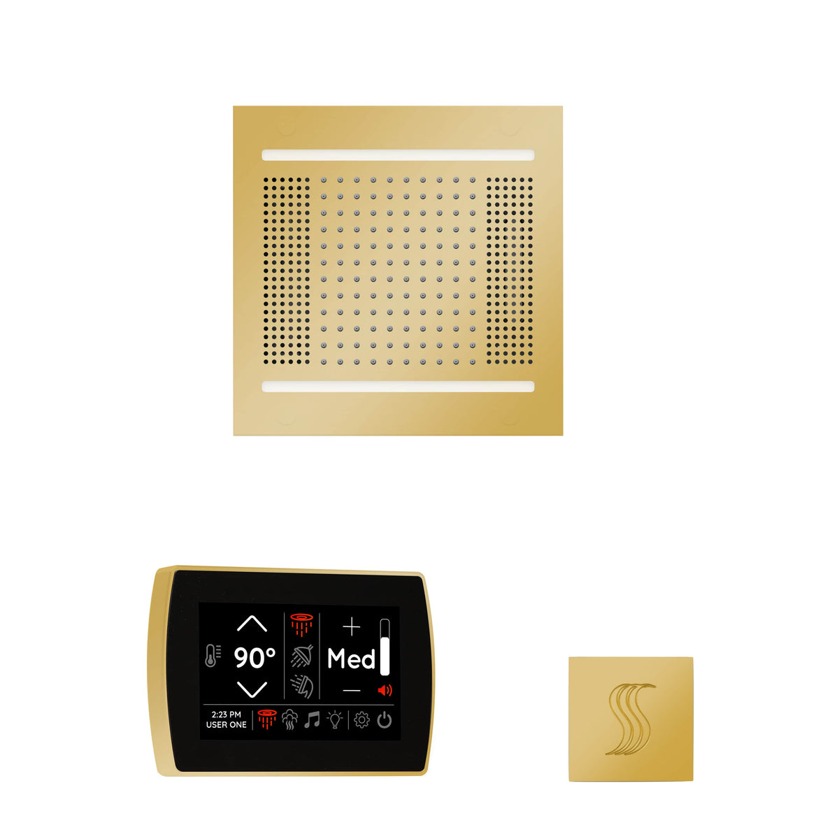 ThermaSol The wellness Hydrovive14 Steam Package with SignaTouch Square-Steam Shower Controls & Accessories-ThermaSol-Polished Gold-Nordica Sauna