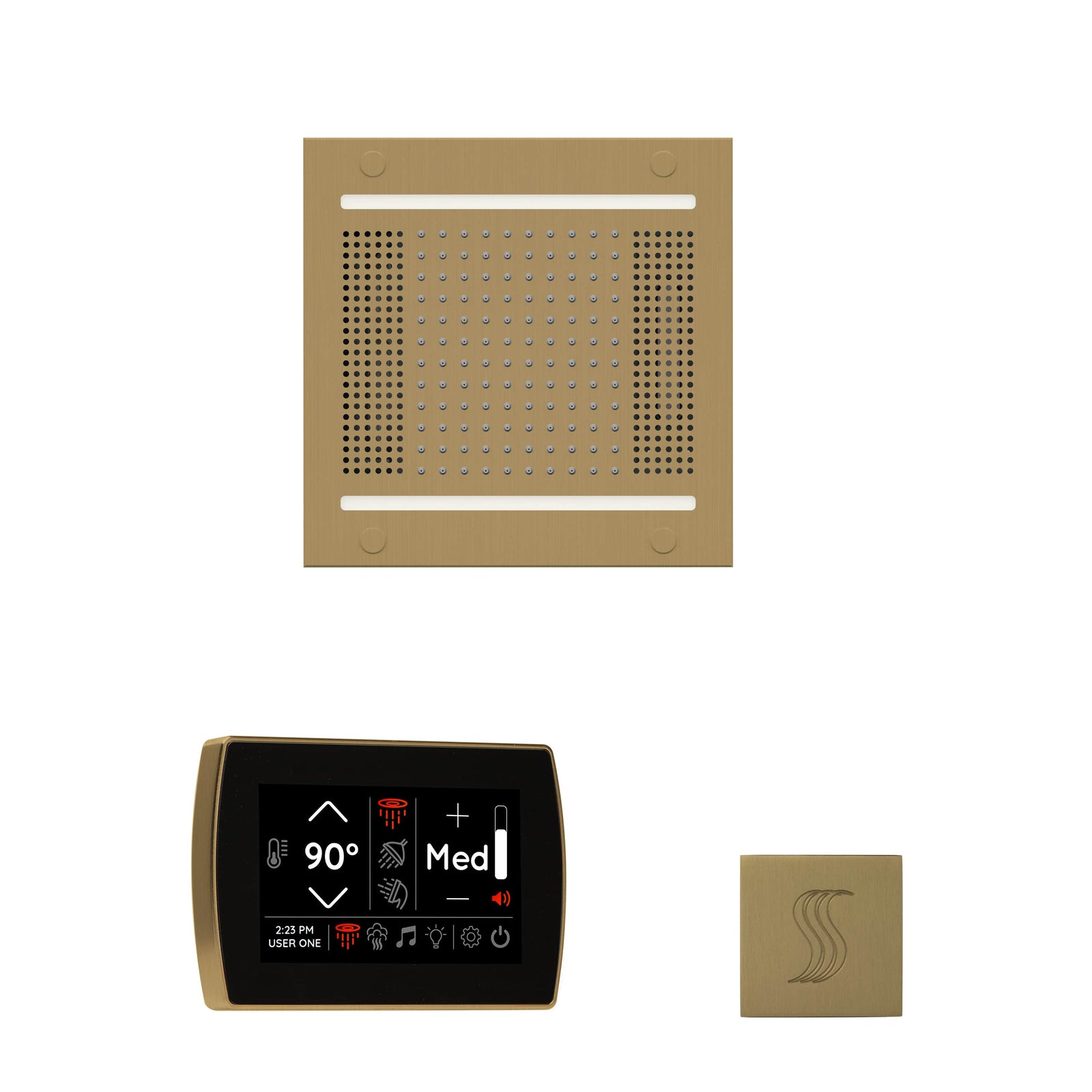 ThermaSol The wellness Hydrovive14 Steam Package with SignaTouch Square-Steam Shower Controls & Accessories-ThermaSol-Satin Brass-Nordica Sauna