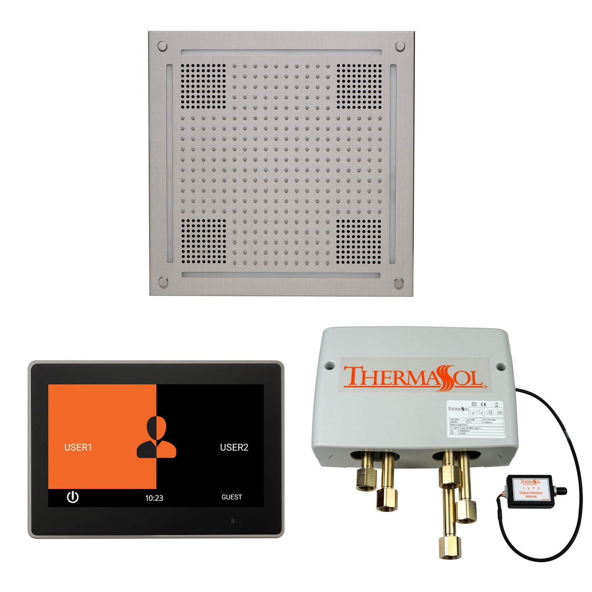 ThermaSol The Wellness Hydrovive Shower Package with 10" ThermaTouch Square-Steam Shower Controls & Accessories-ThermaSol-Satin Chrome-Nordica Sauna